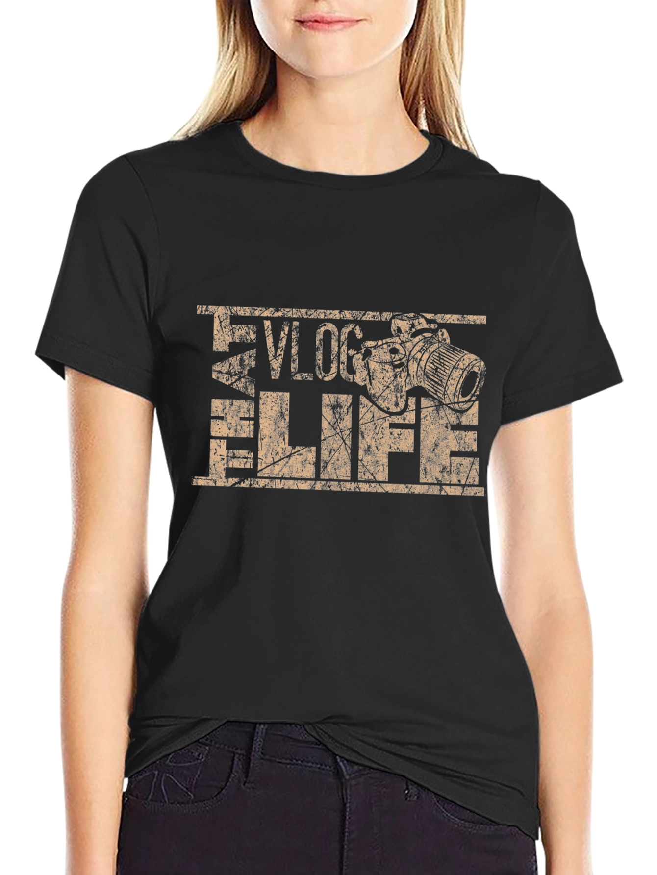 Vlog Life Camera Graphic T-Shirt - Black