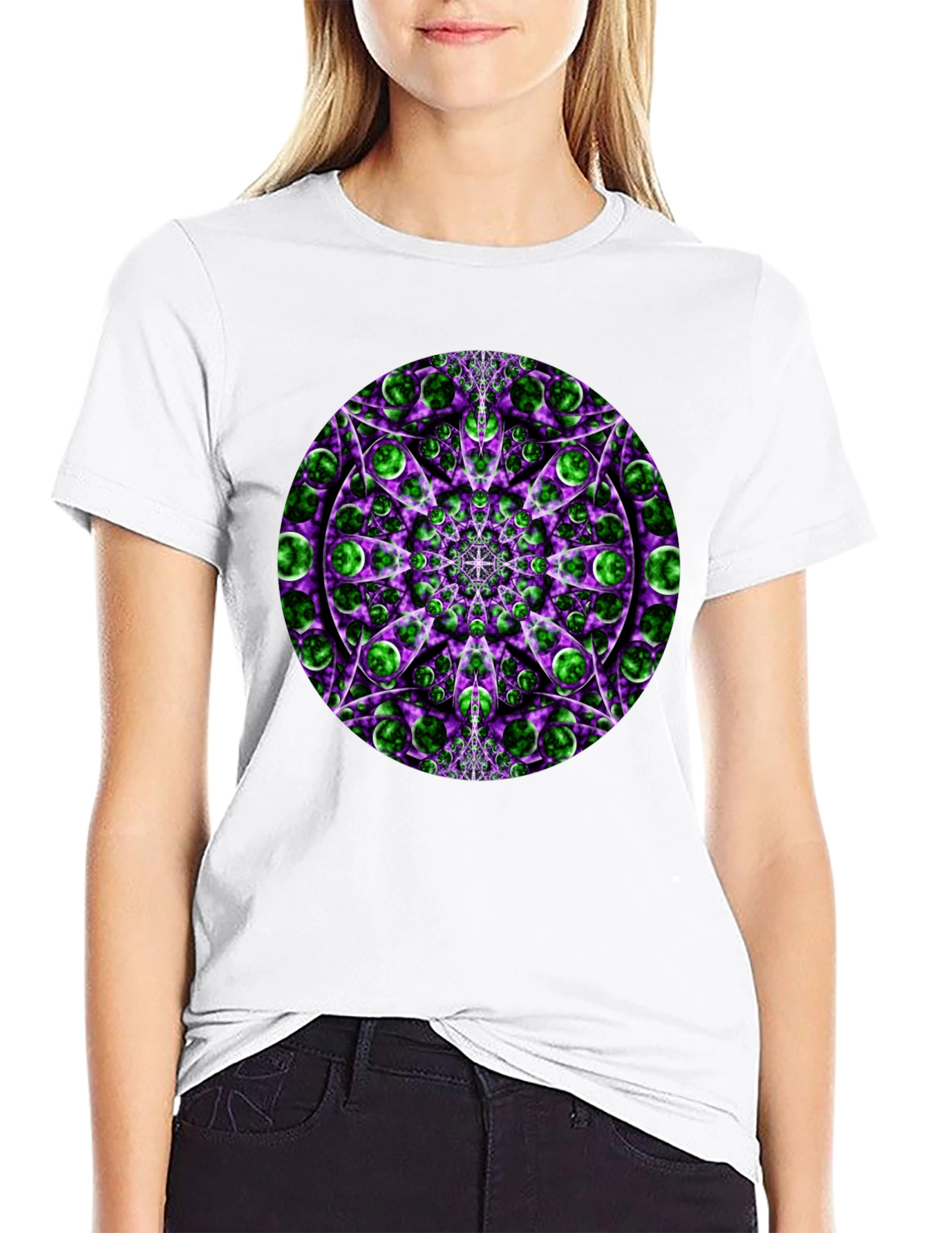 Psychedelic Mandala Graphic Tee - Black