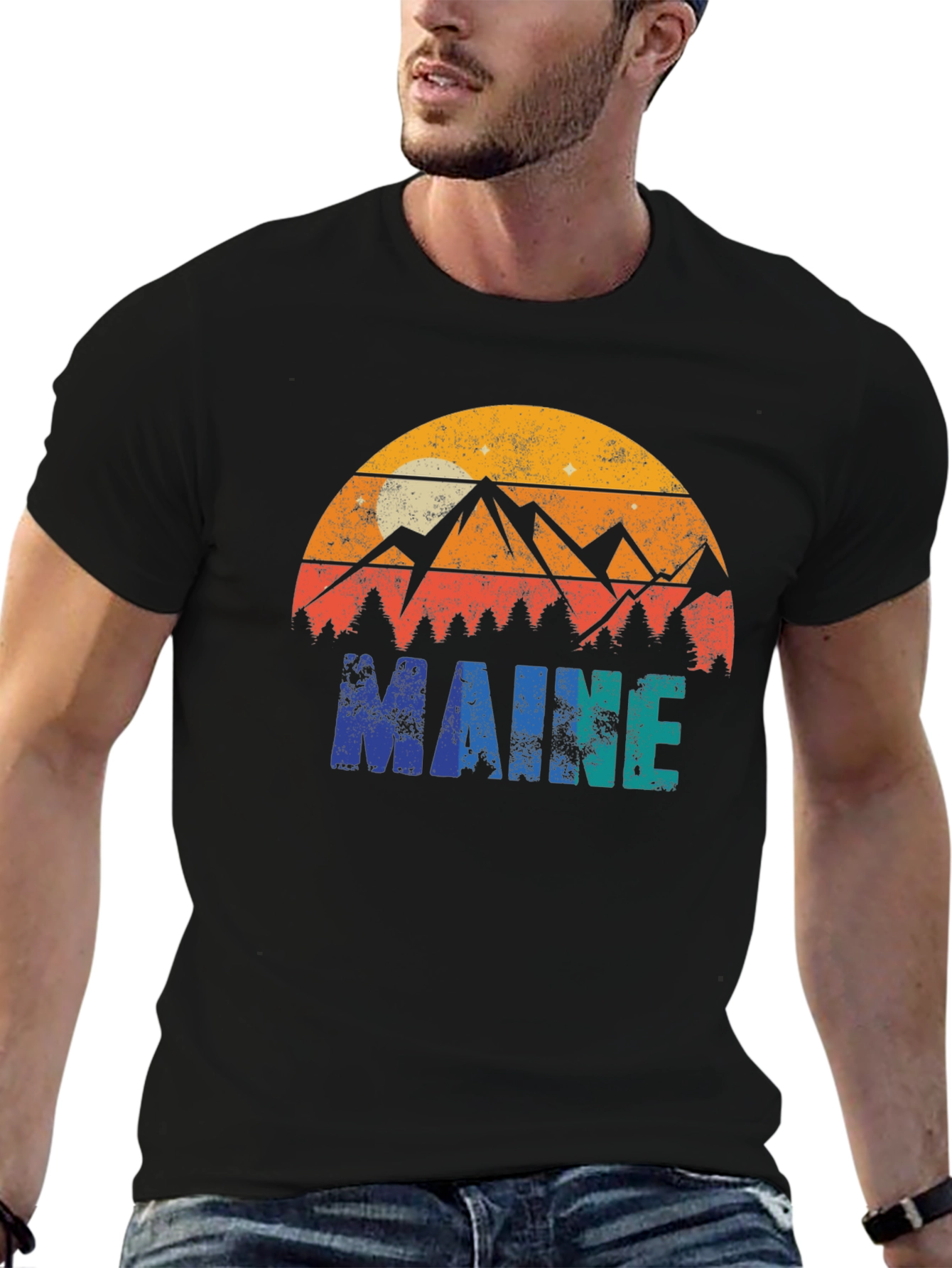 Maine Retro Graphic T-Shirt - Nature Inspired Design
