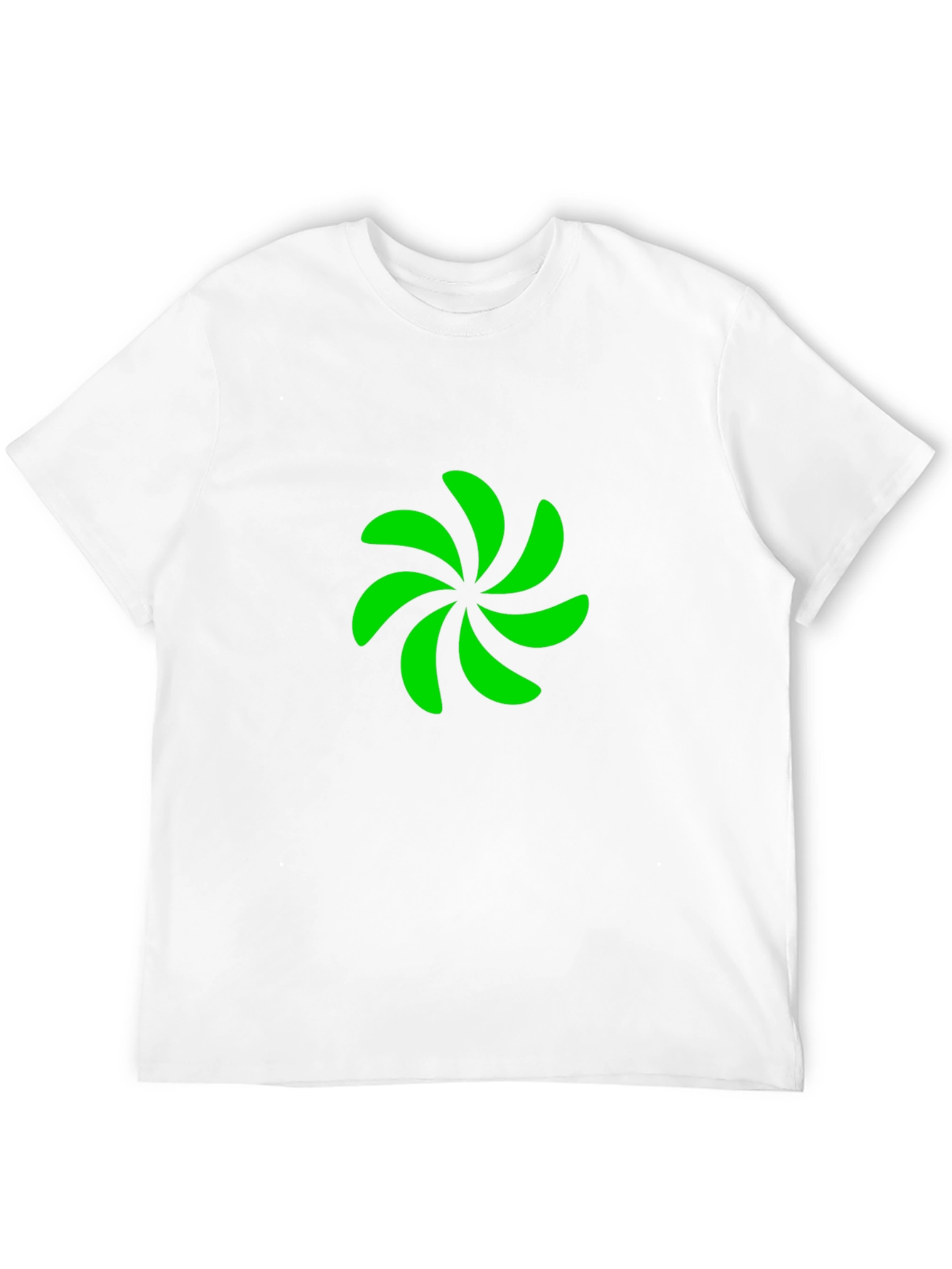 Black T-Shirt with Green Pinwheel Design