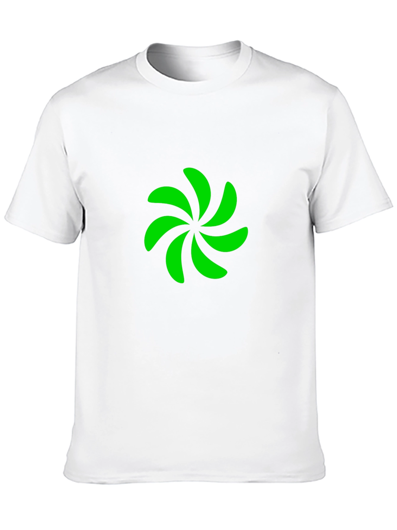Black T-Shirt with Green Pinwheel Design
