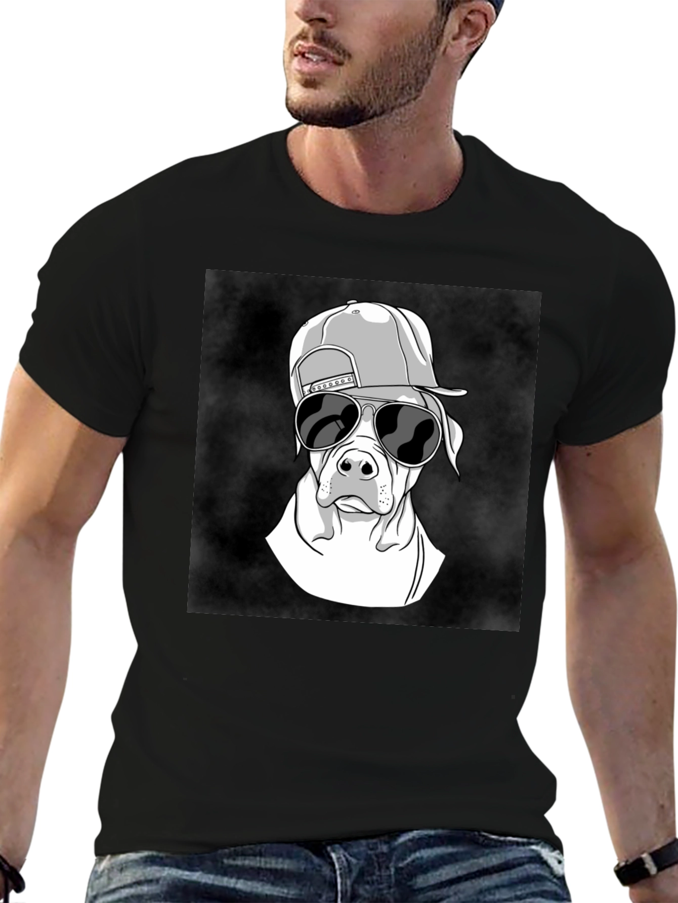 Cool Dog Graphic Tee - Black