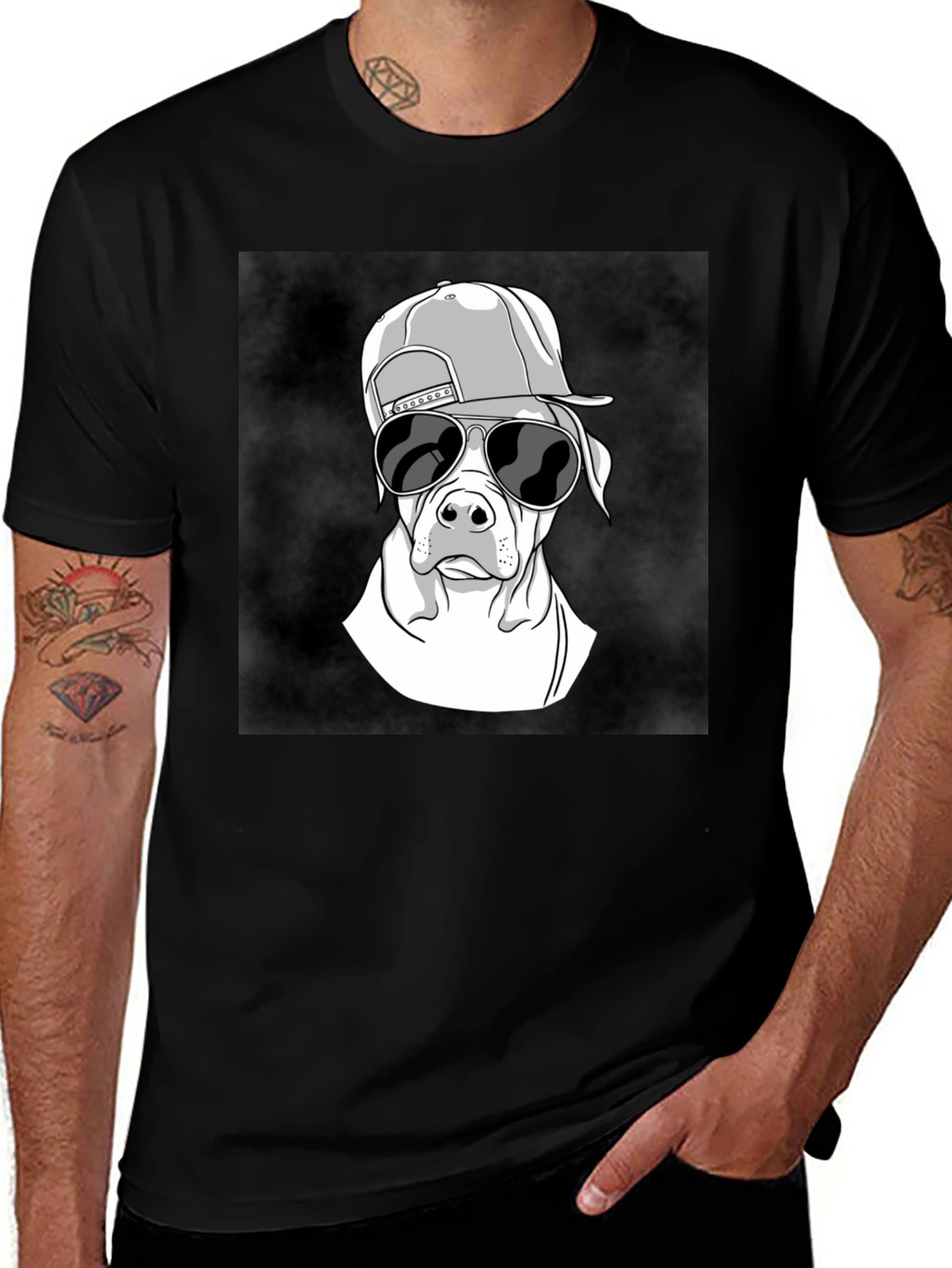 Cool Dog Graphic Tee - Black