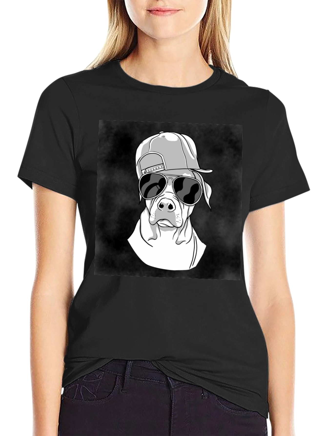 Cool Dog Graphic Tee - Black