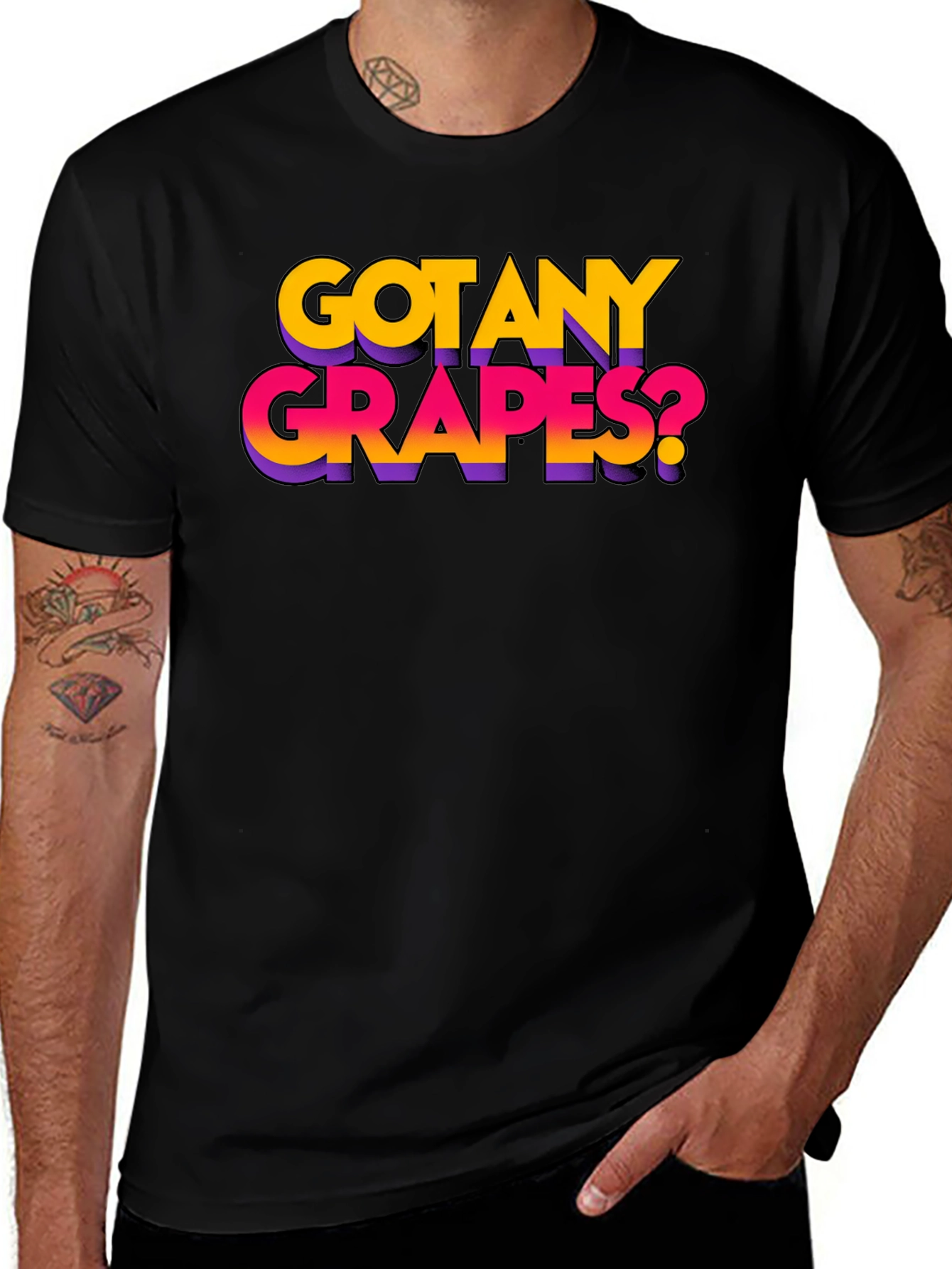 Got Any Grapes? Black Graphic T-Shirt