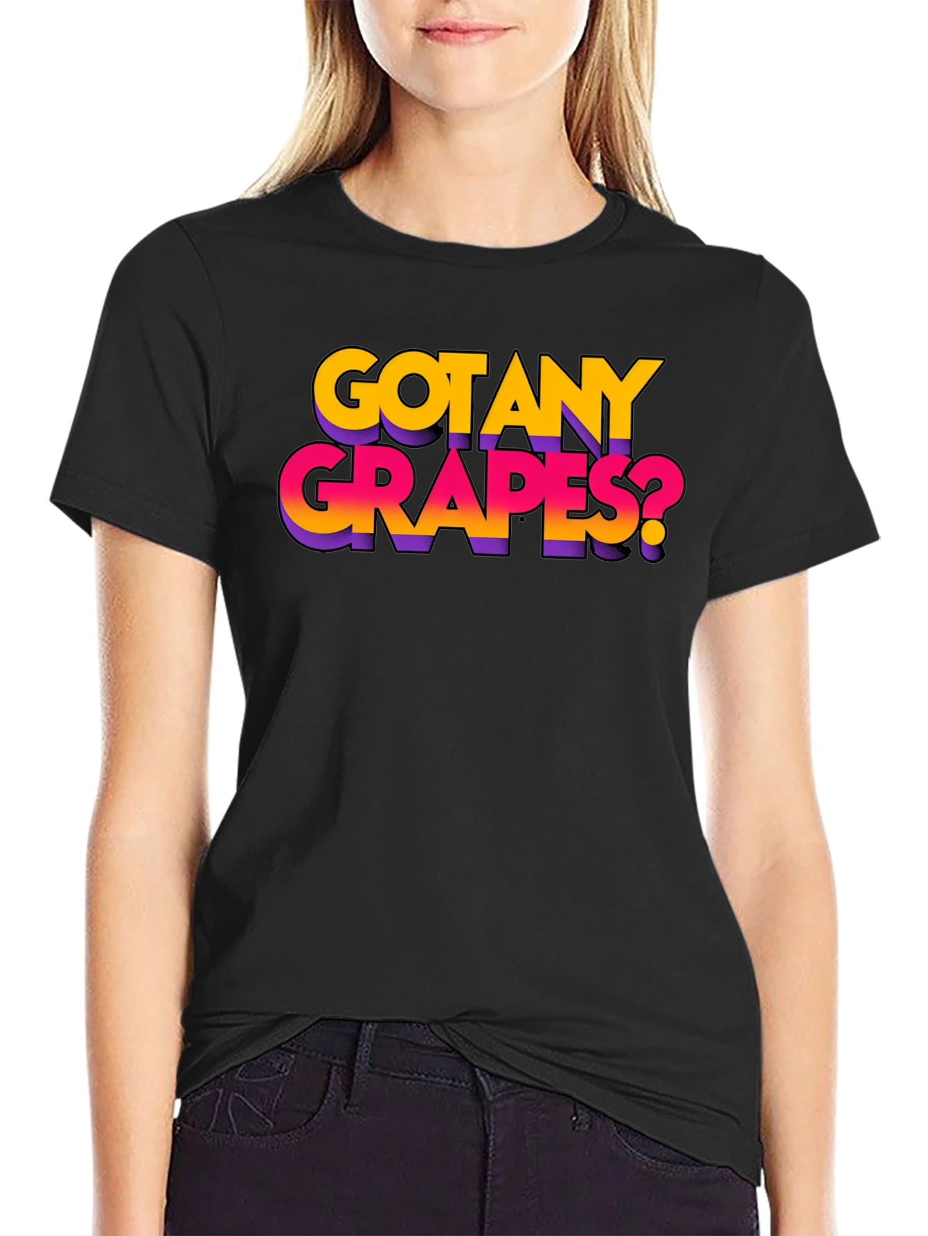 Got Any Grapes? Black Graphic T-Shirt