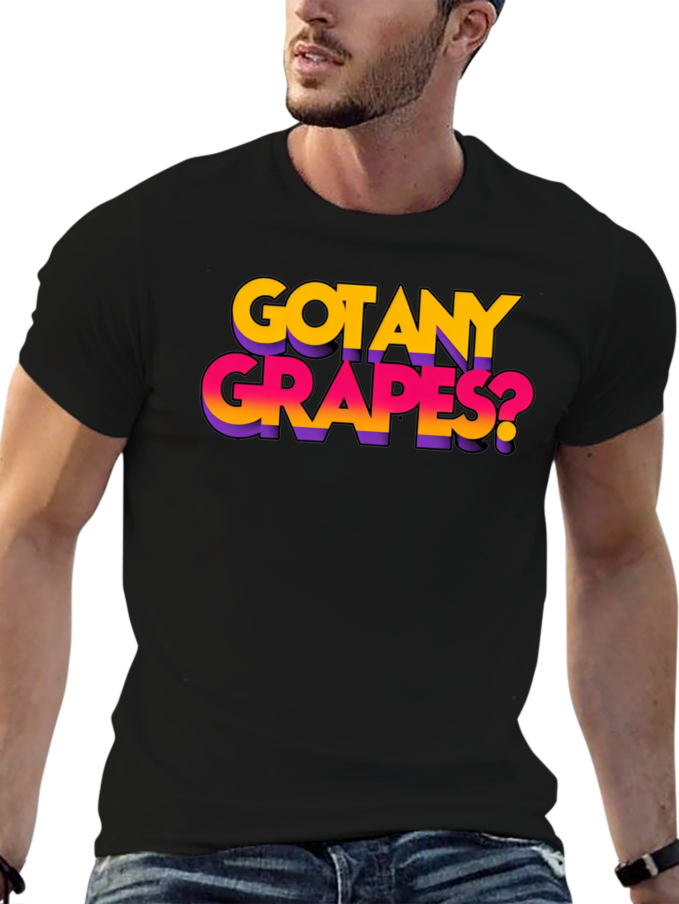 Got Any Grapes? Black Graphic T-Shirt