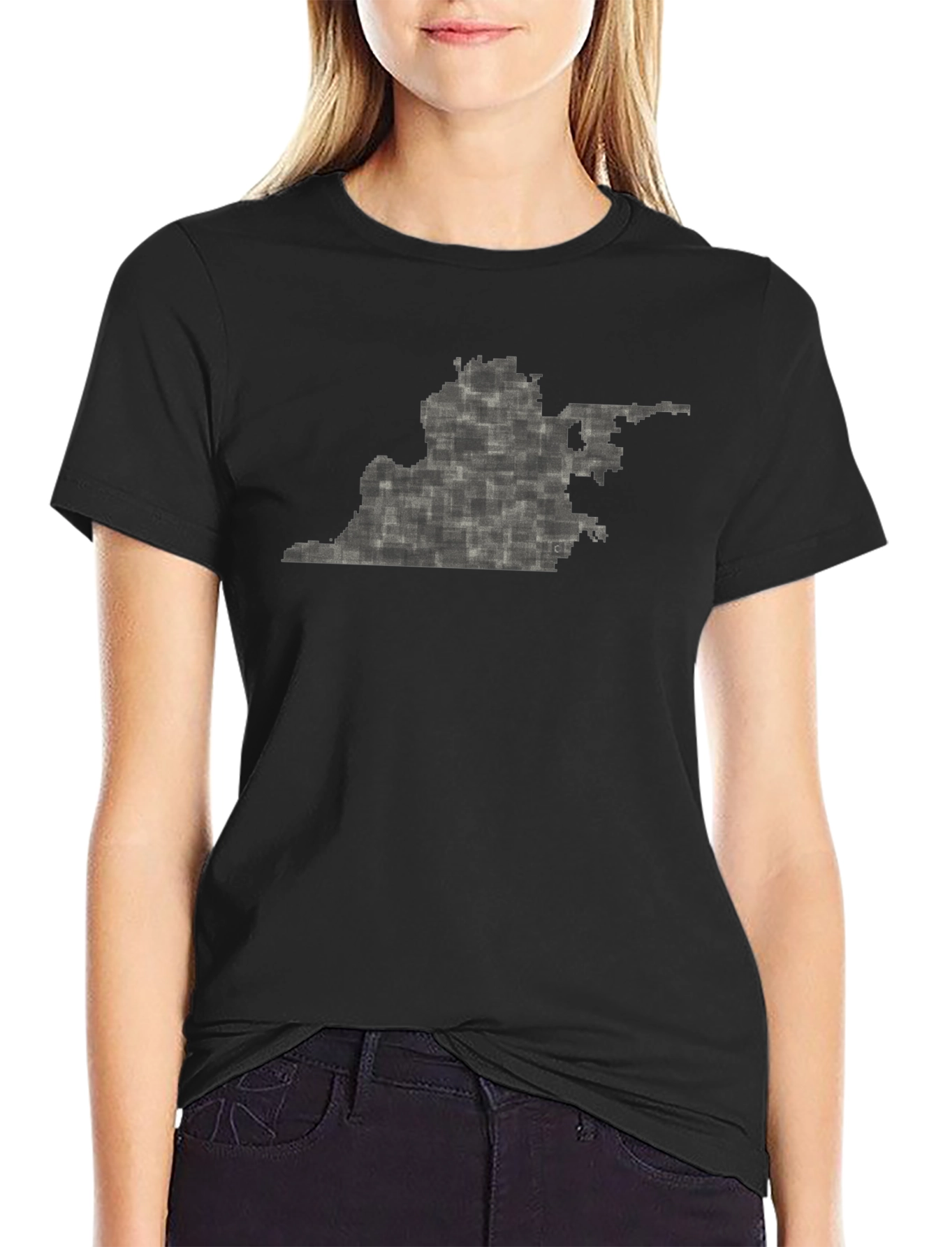 Virginia State Pixel Art Black T-Shirt