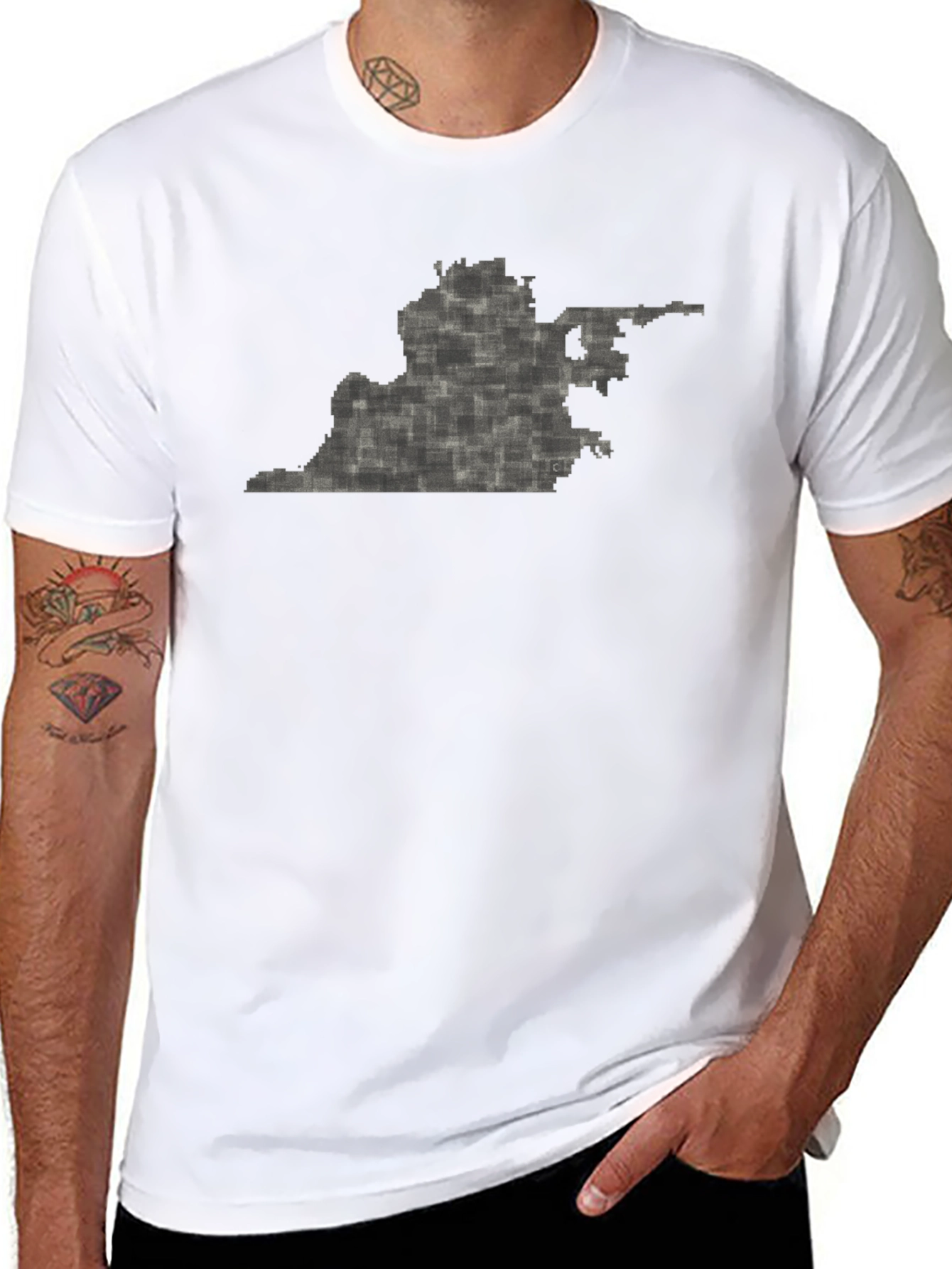 Virginia State Pixel Art Black T-Shirt