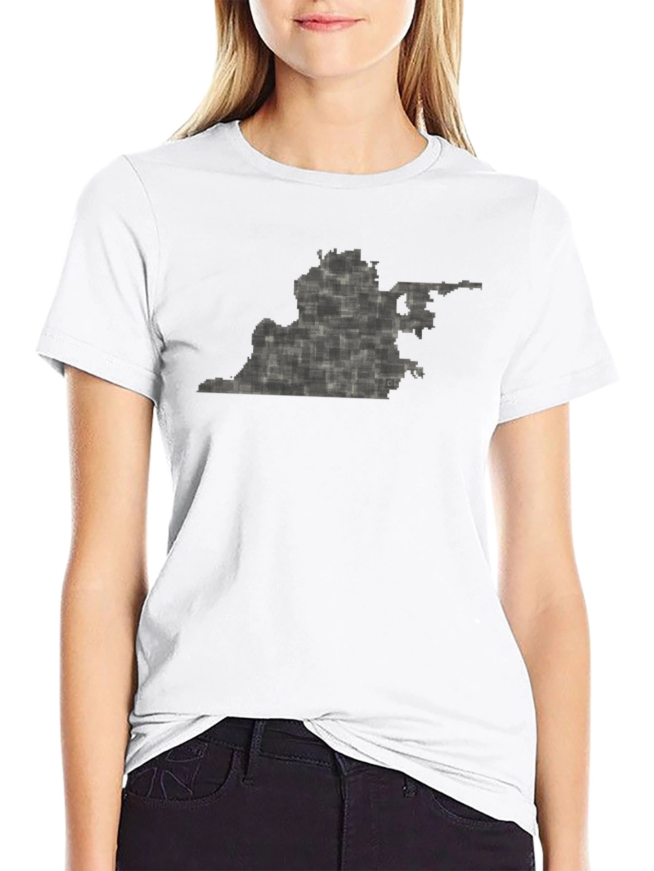 Virginia State Pixel Art Black T-Shirt