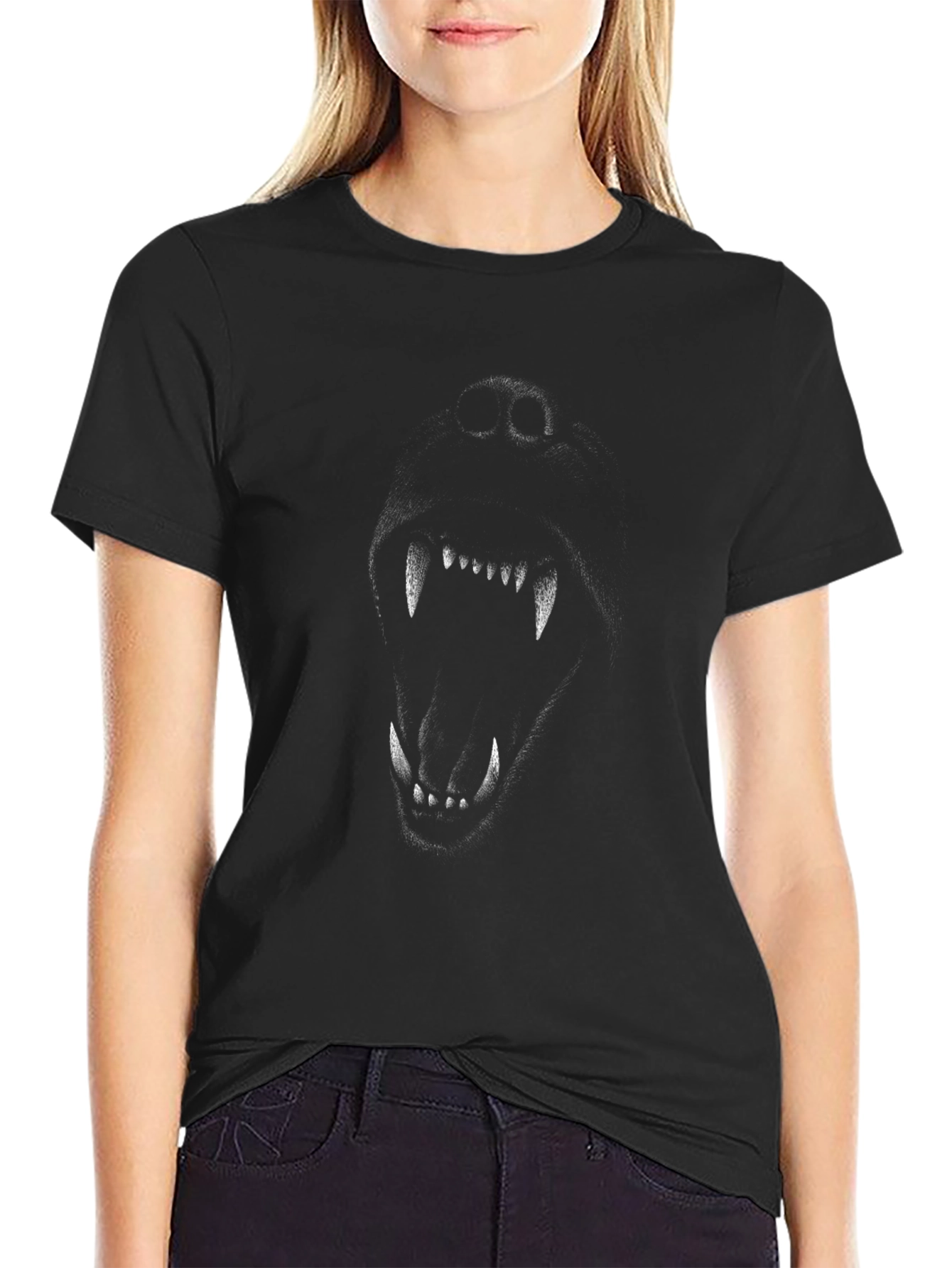 Mens Black T-Shirt - Fierce Canine Graphic