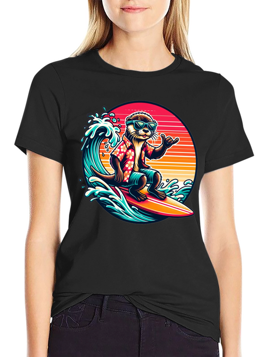Surfing Otter T-Shirt: Retro Summer Vibes
