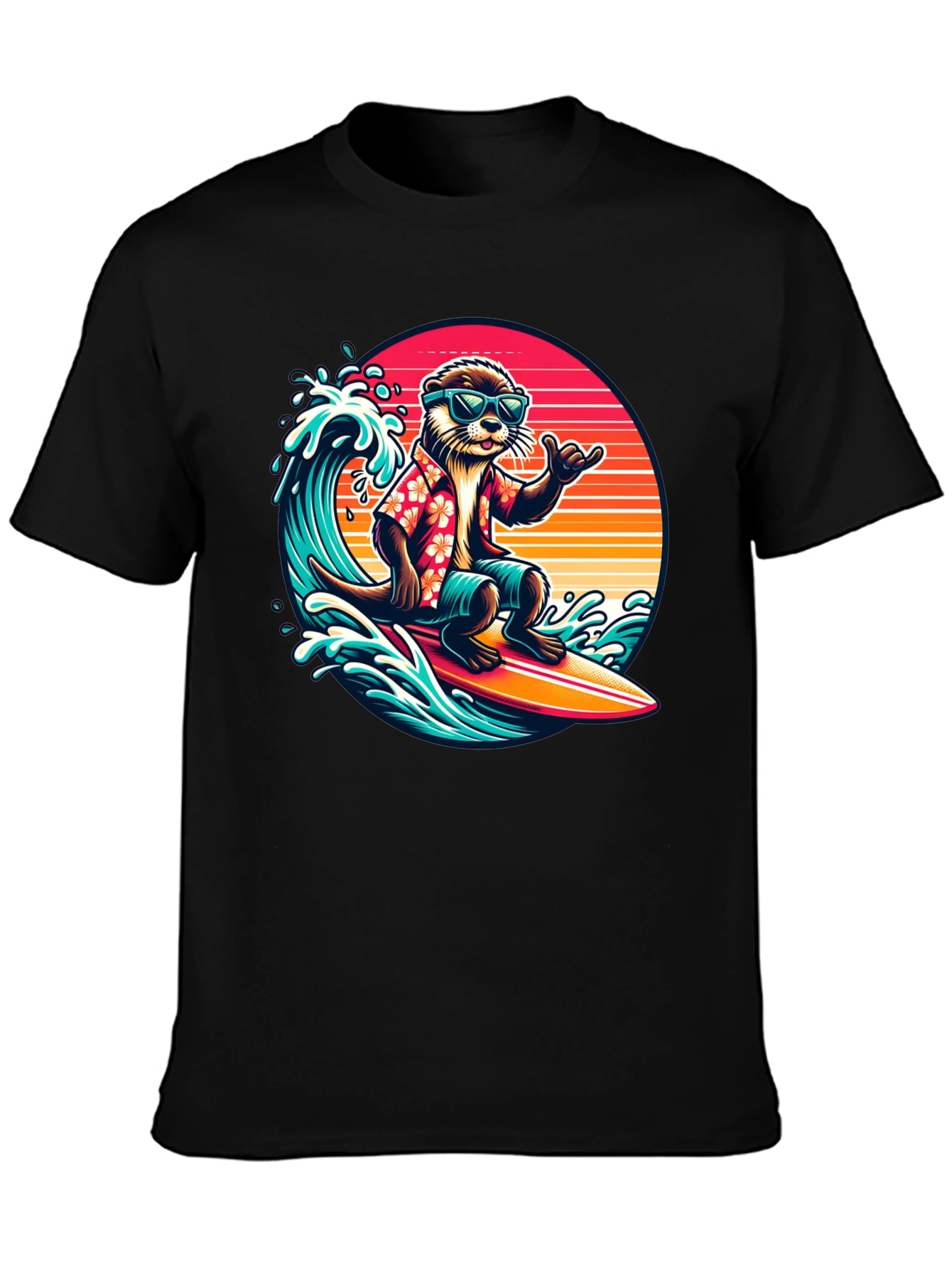 Surfing Otter T-Shirt: Retro Summer Vibes