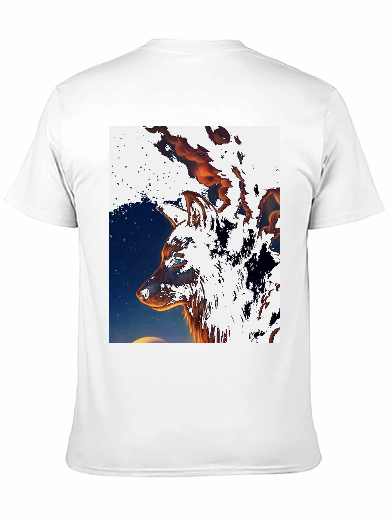 Fiery Wolf Graphic Tee - Black Cotton T-Shirt