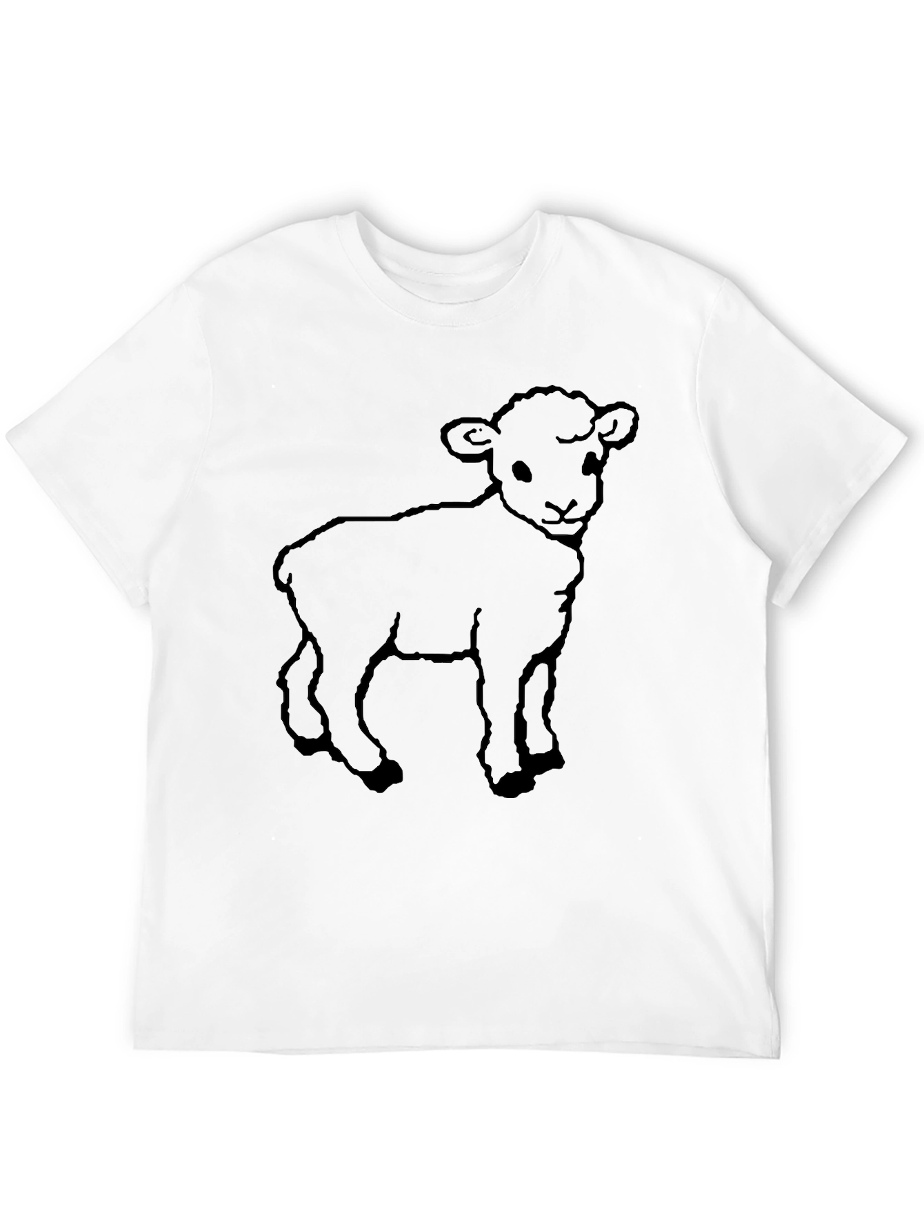 Cute Lamb Graphic Black T-Shirt
