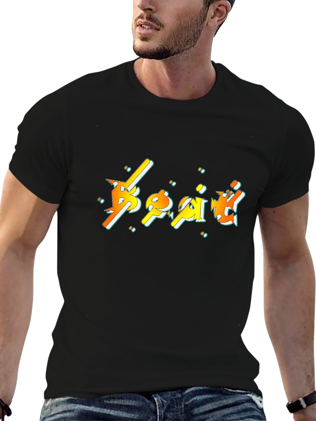 Funky Graphic Print Black T-Shirt