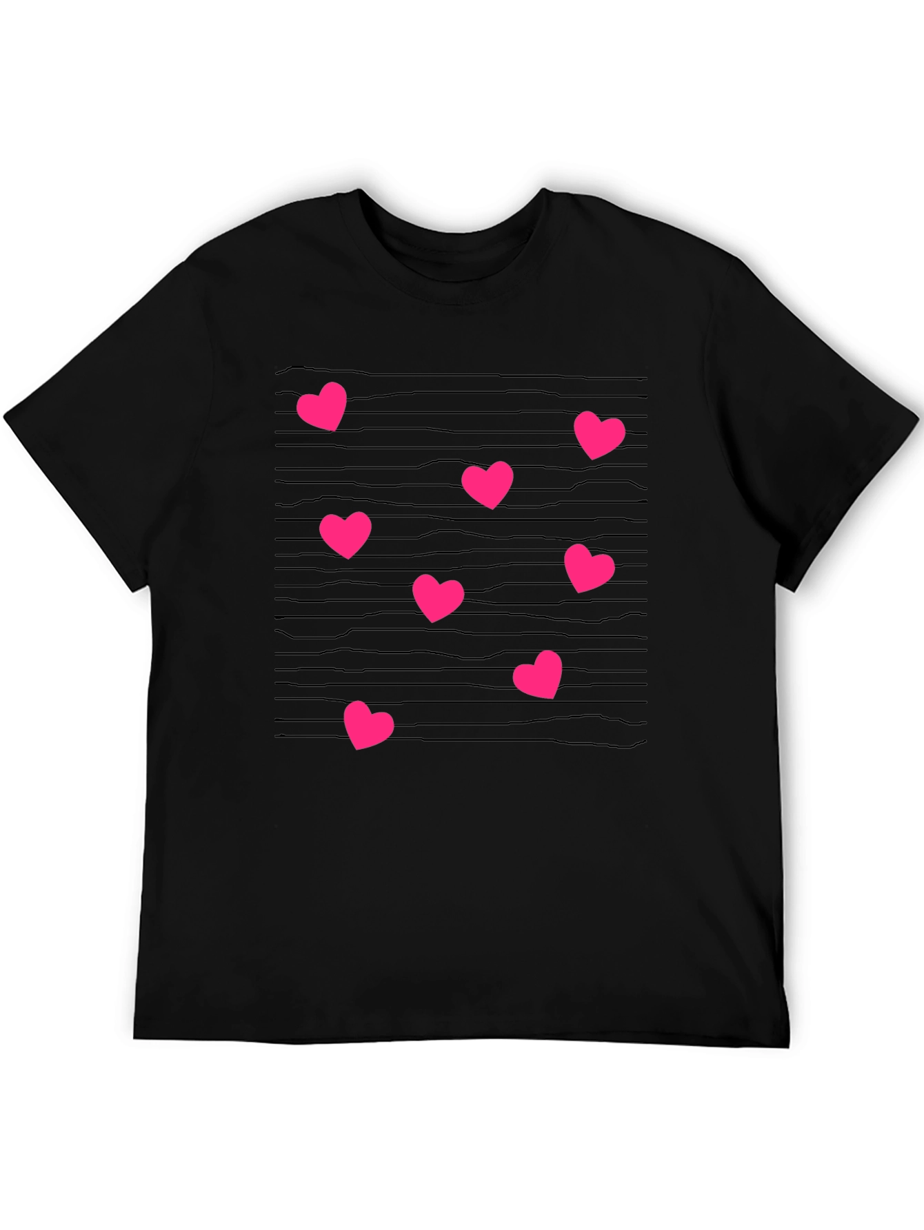 Heart Patterned Black T-Shirt