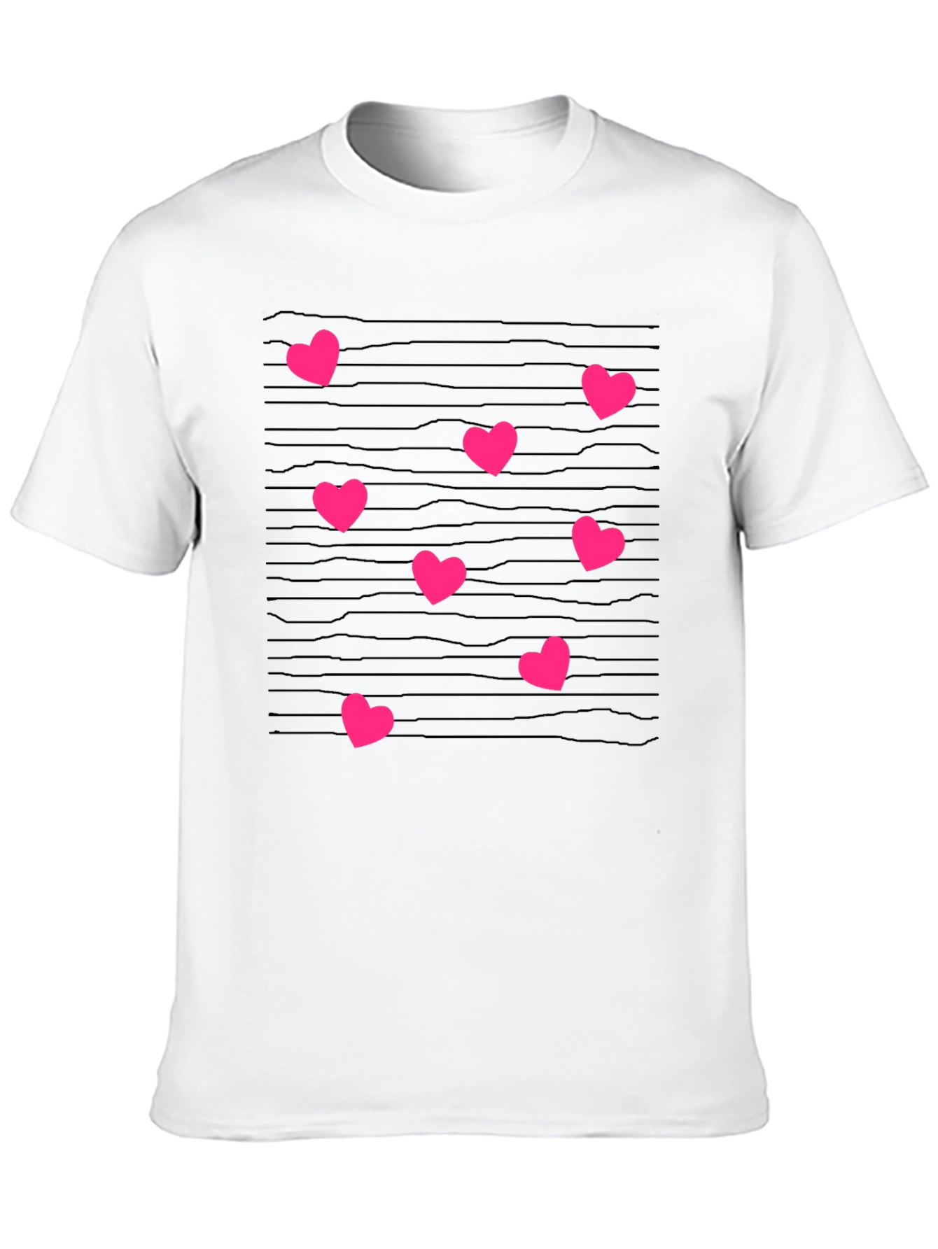 Heart Patterned Black T-Shirt