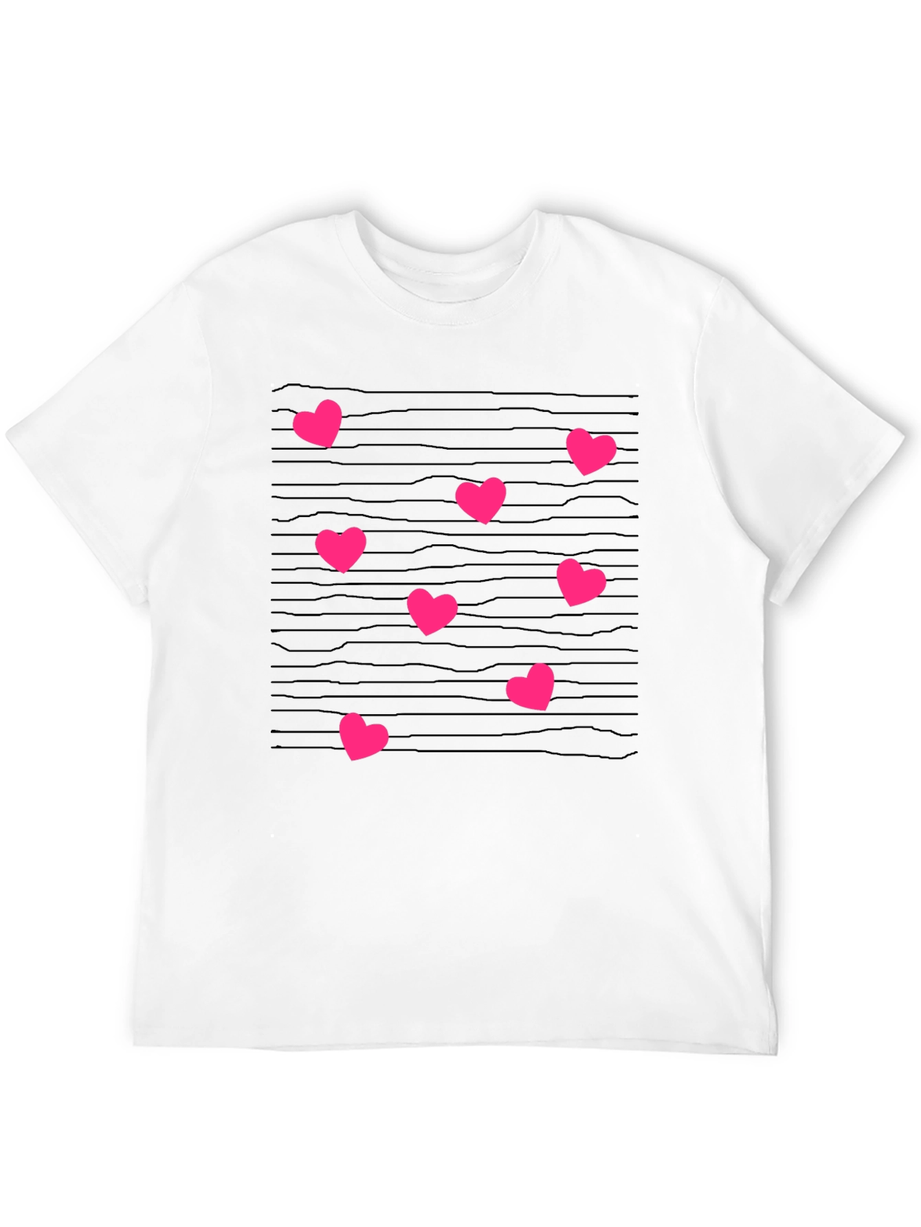 Heart Patterned Black T-Shirt