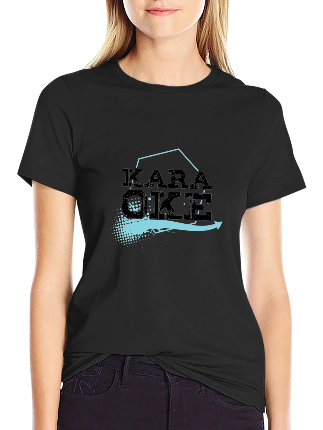 Karaoke Graphic Tee - Black Cotton Blend T-Shirt