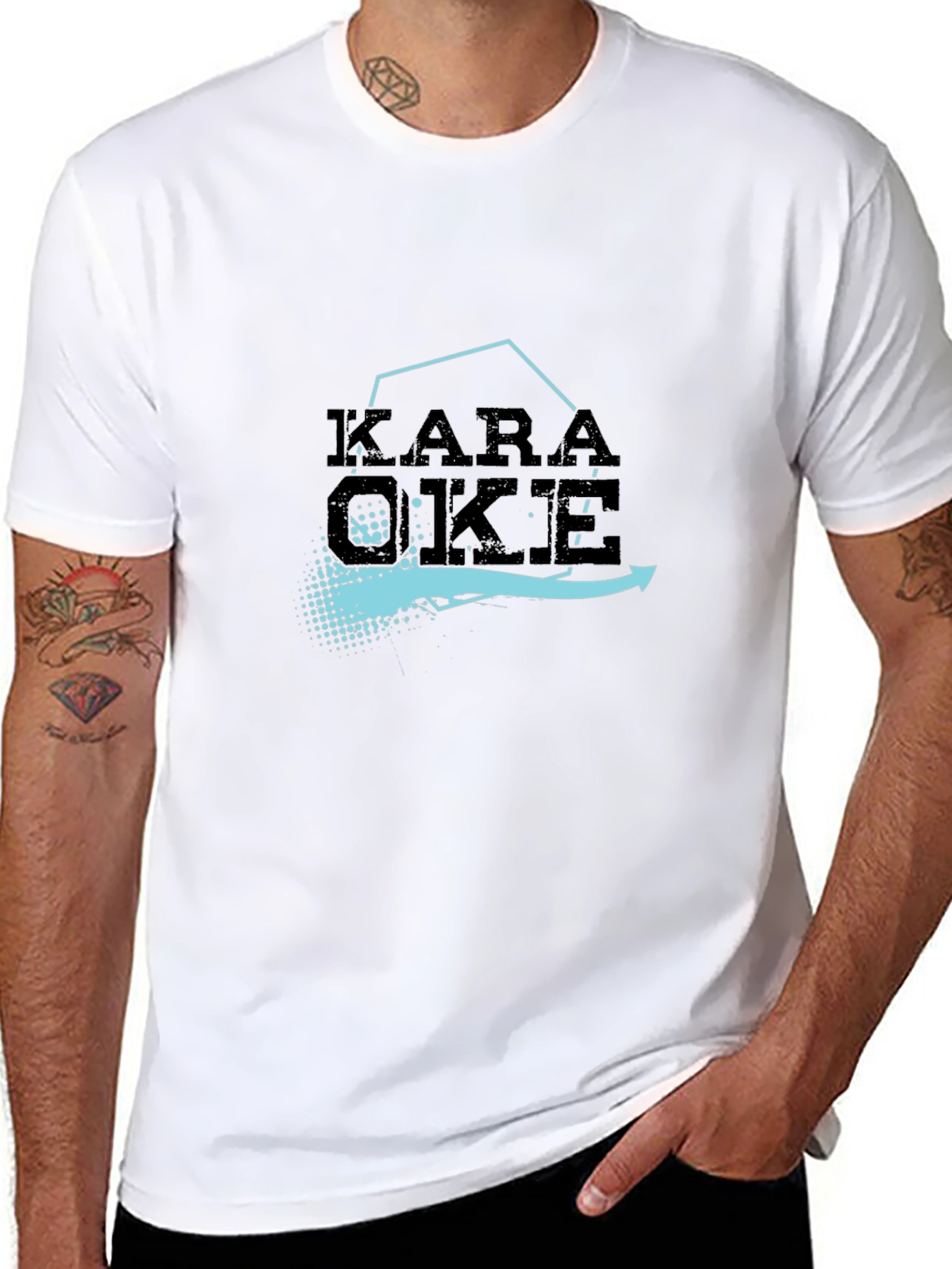 Karaoke Graphic Tee - Black Cotton Blend T-Shirt