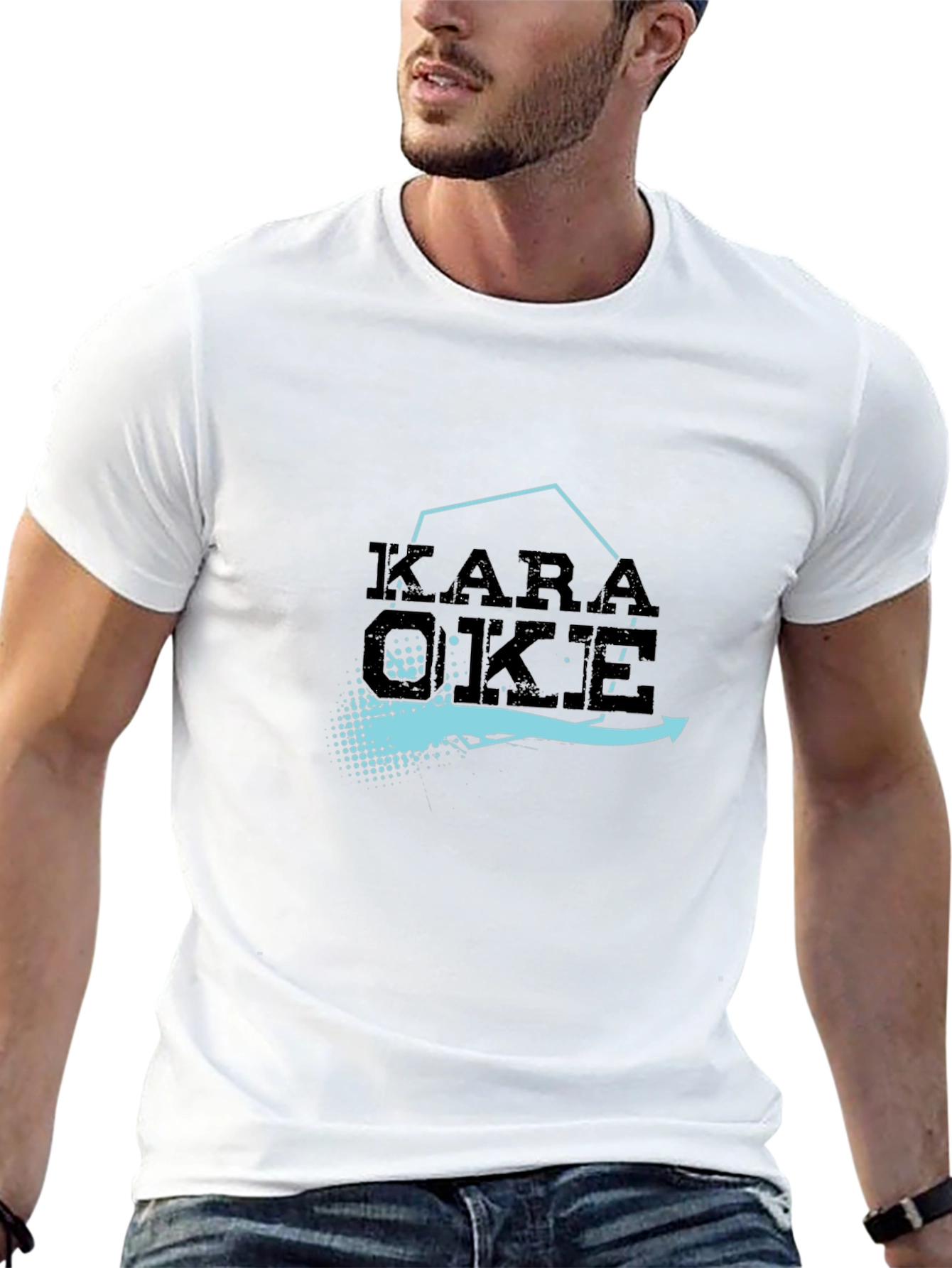 Karaoke Graphic Tee - Black Cotton Blend T-Shirt