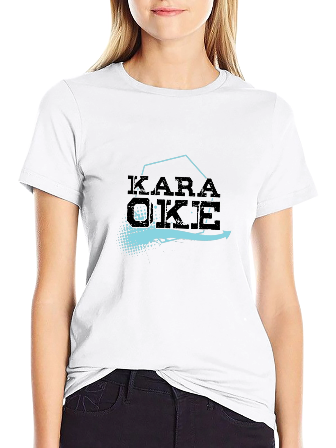 Karaoke Graphic Tee - Black Cotton Blend T-Shirt