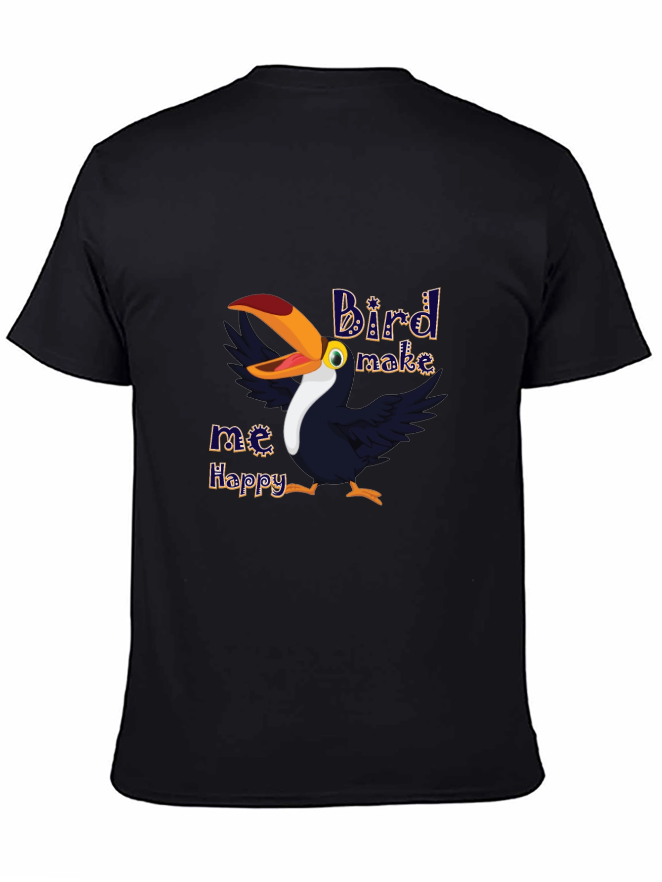 Bird Make Me Happy Graphic T-Shirt - Black