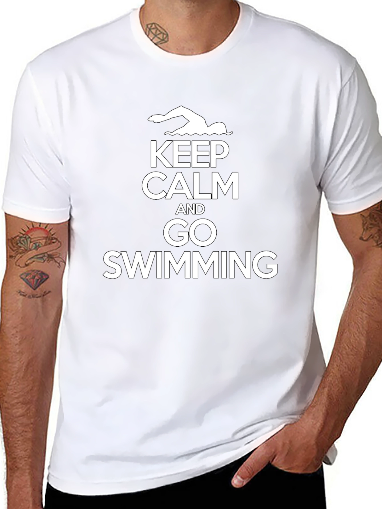 Keep Calm and Go Swimming Black T-Shirt