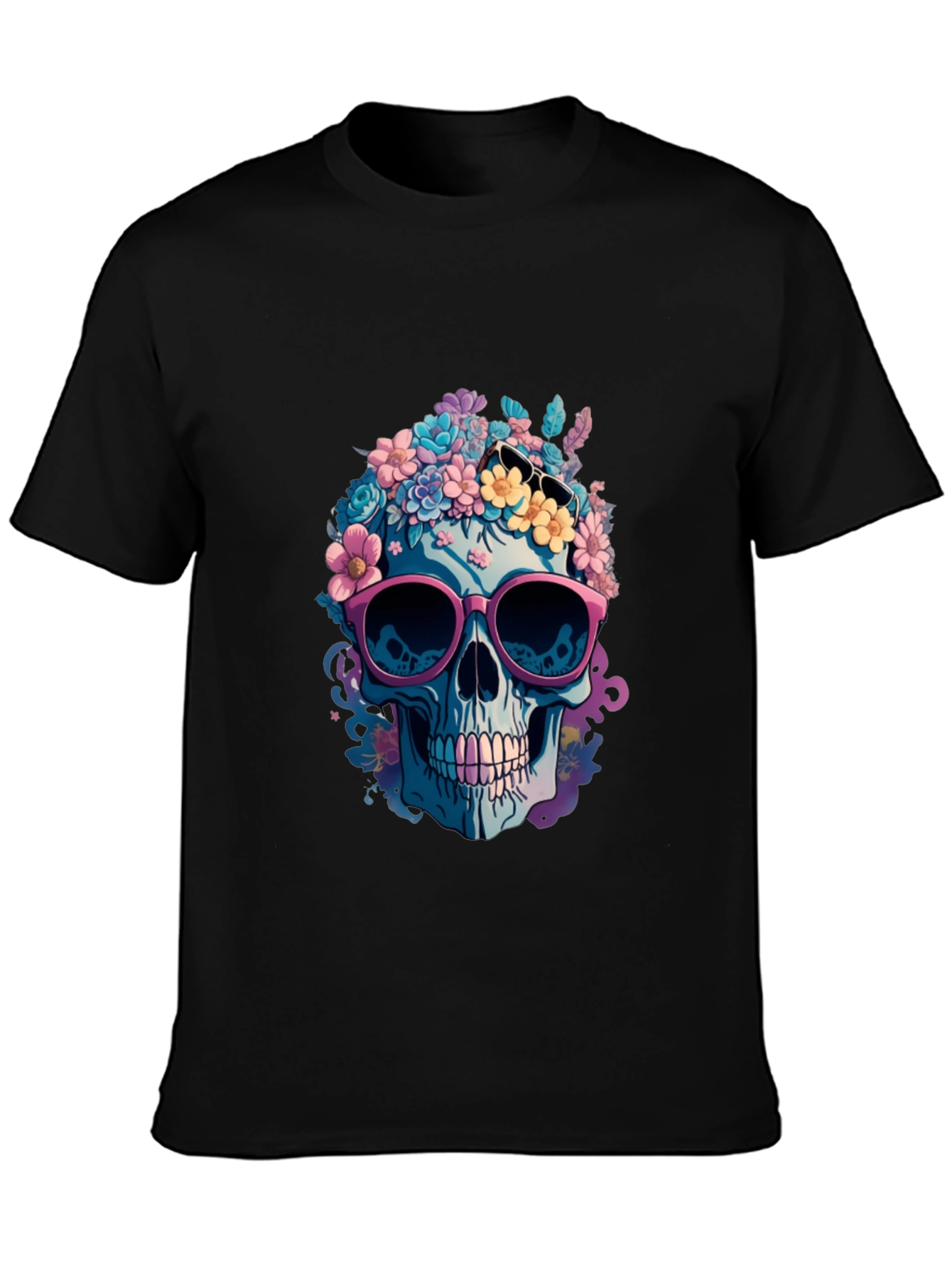 Floral Skull Graphic T-Shirt
