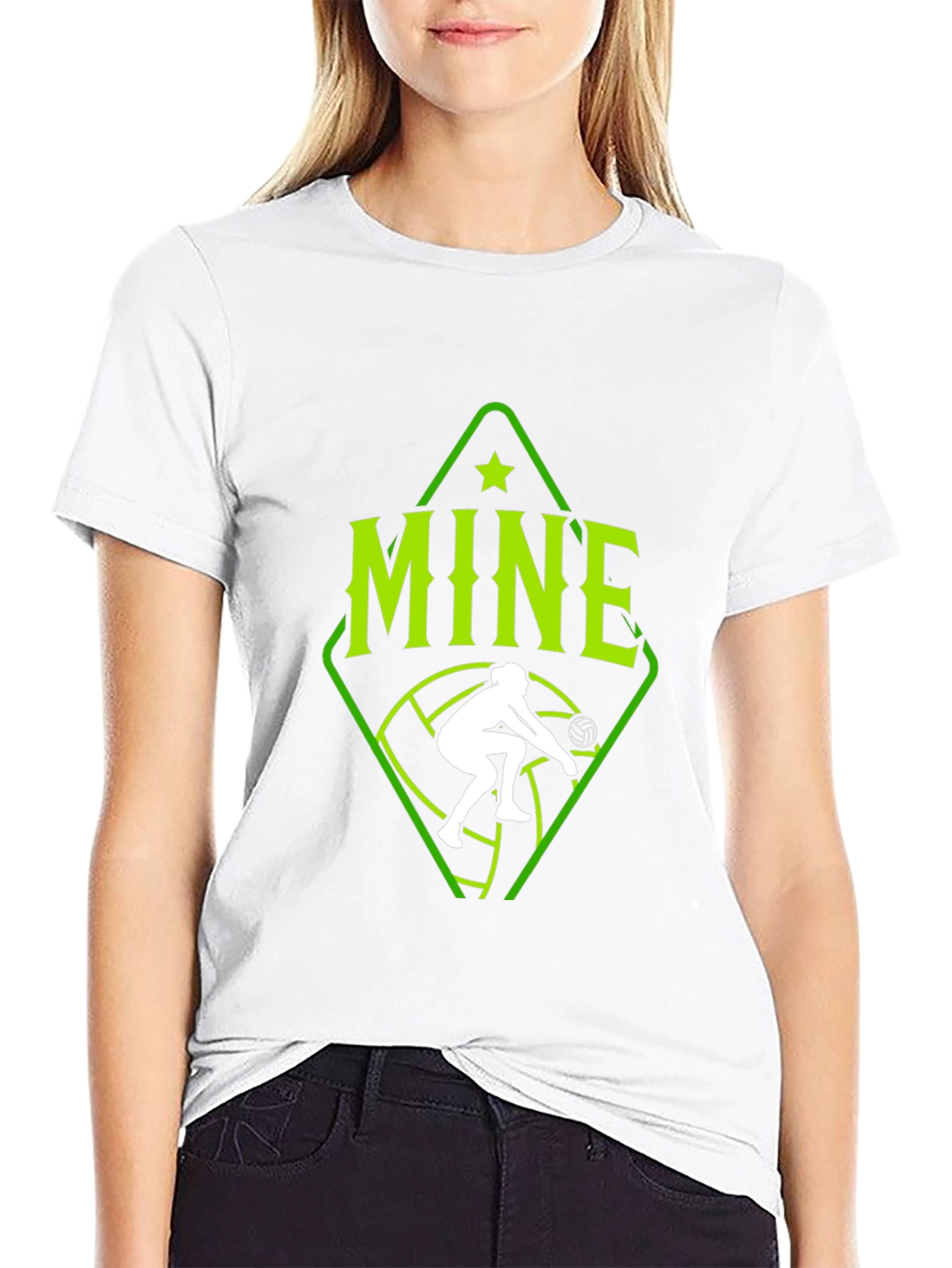 Volleyball Player Mine Graphic Tee - Black
