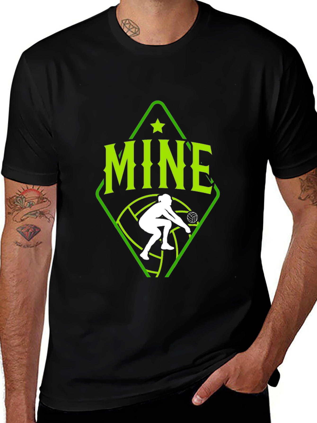 Volleyball Player Mine Graphic Tee - Black