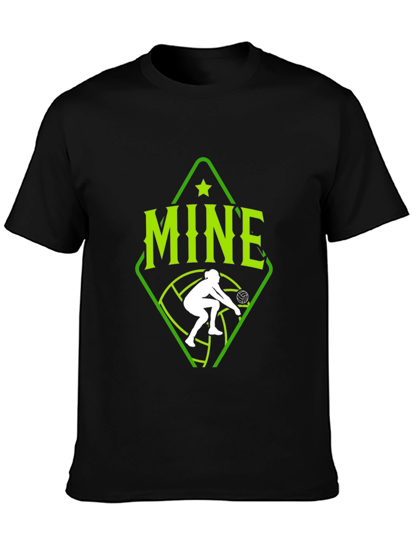 Volleyball Player Mine Graphic Tee - Black
