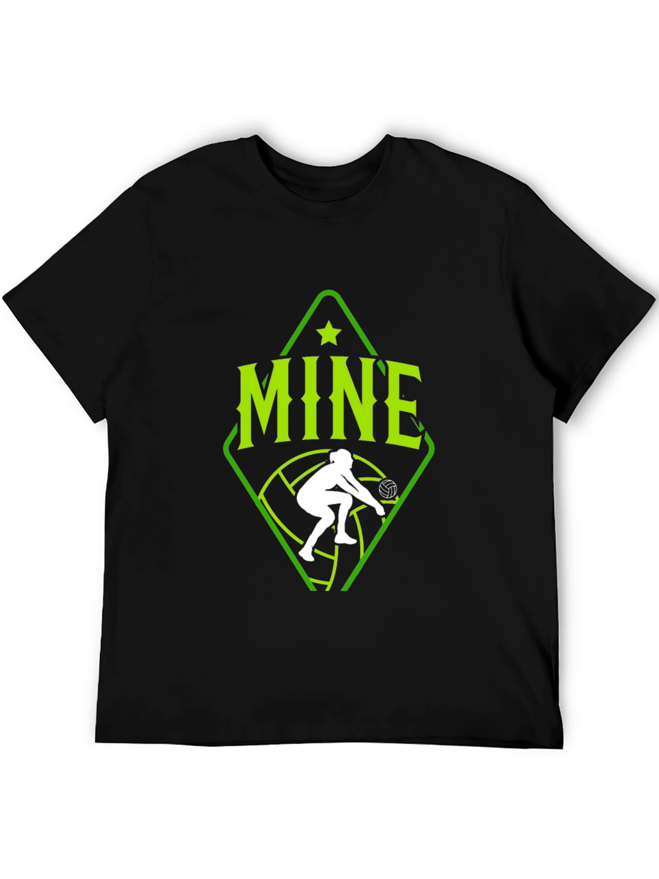 Volleyball Player Mine Graphic Tee - Black