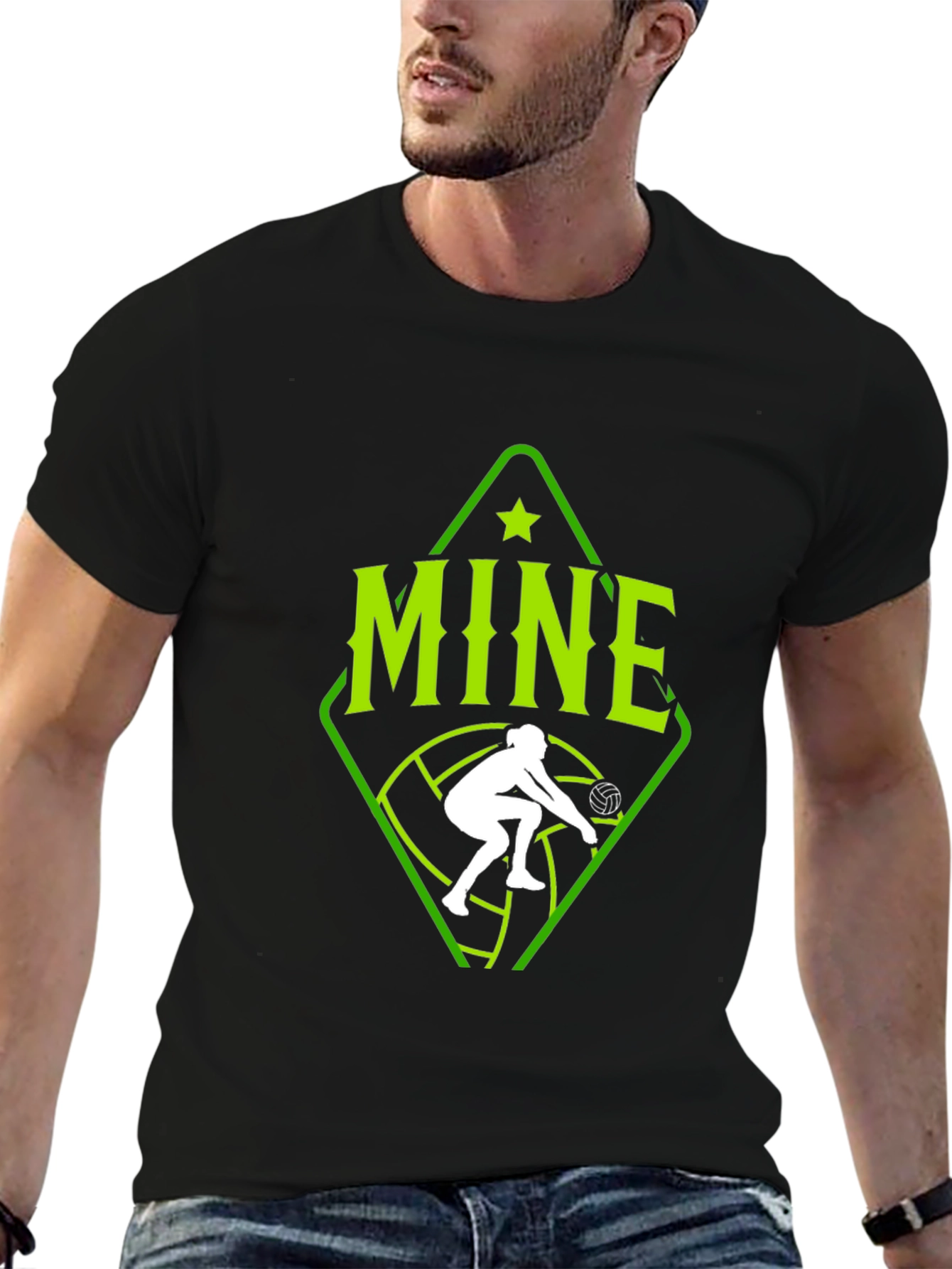 Volleyball Player Mine Graphic Tee - Black