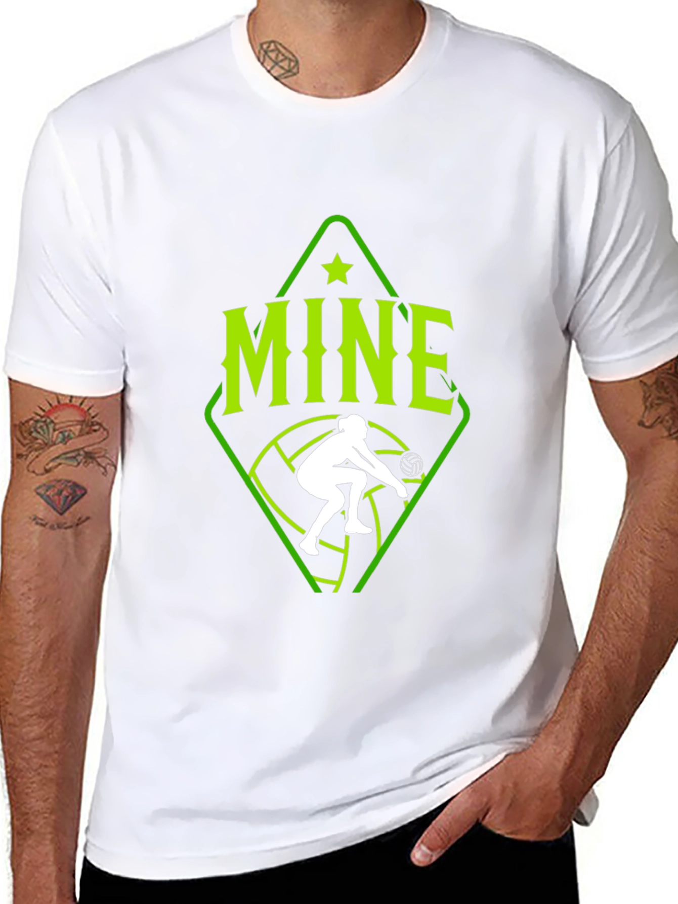 Volleyball Player Mine Graphic Tee - Black