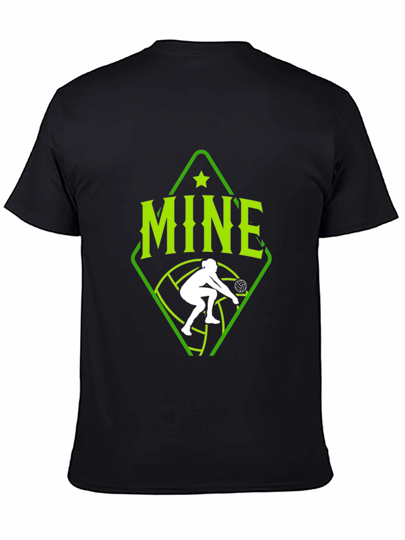 Volleyball Player Mine Graphic Tee - Black