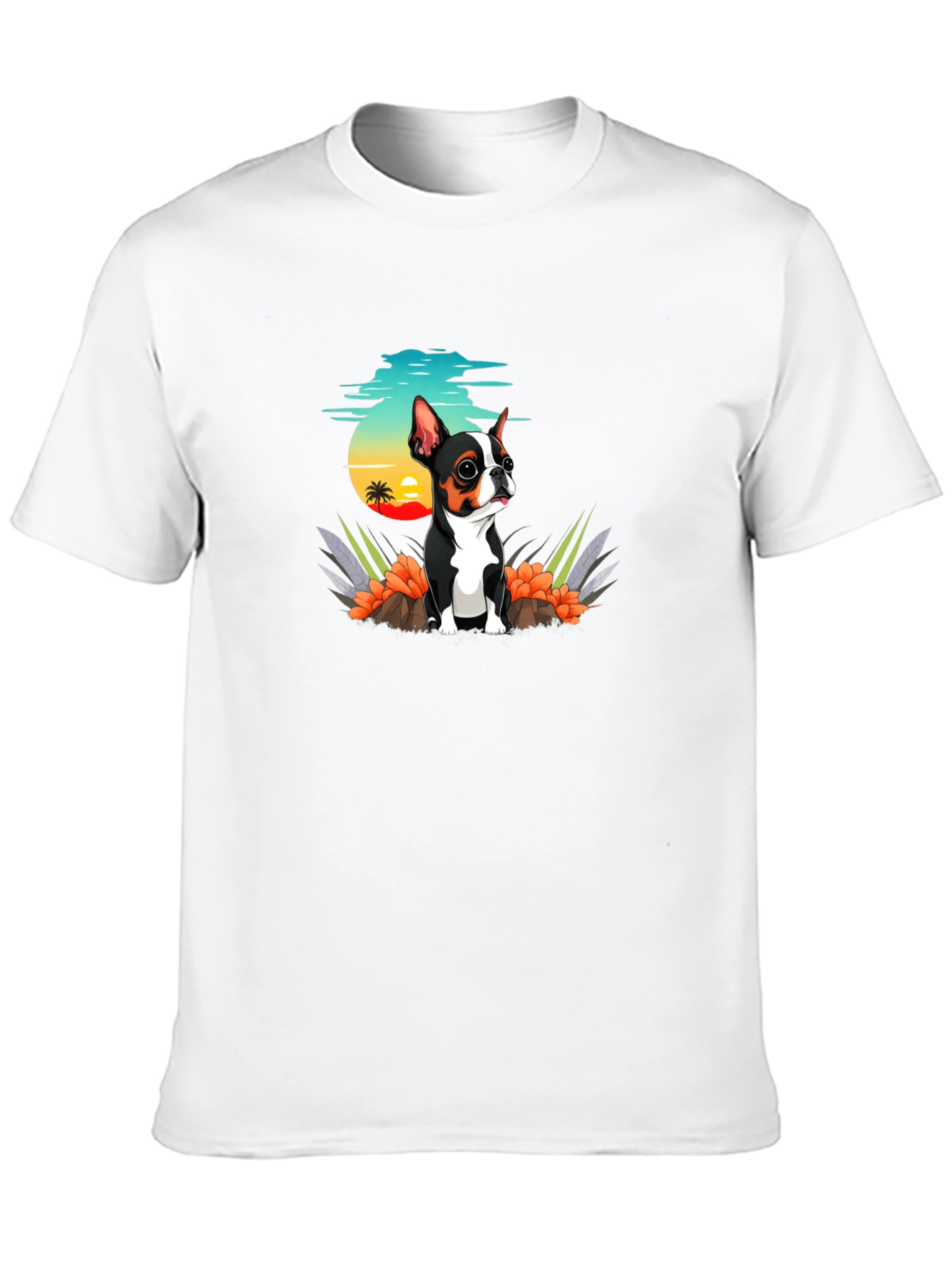 Cute Dog Graphic Tee - Black Cotton T-Shirt