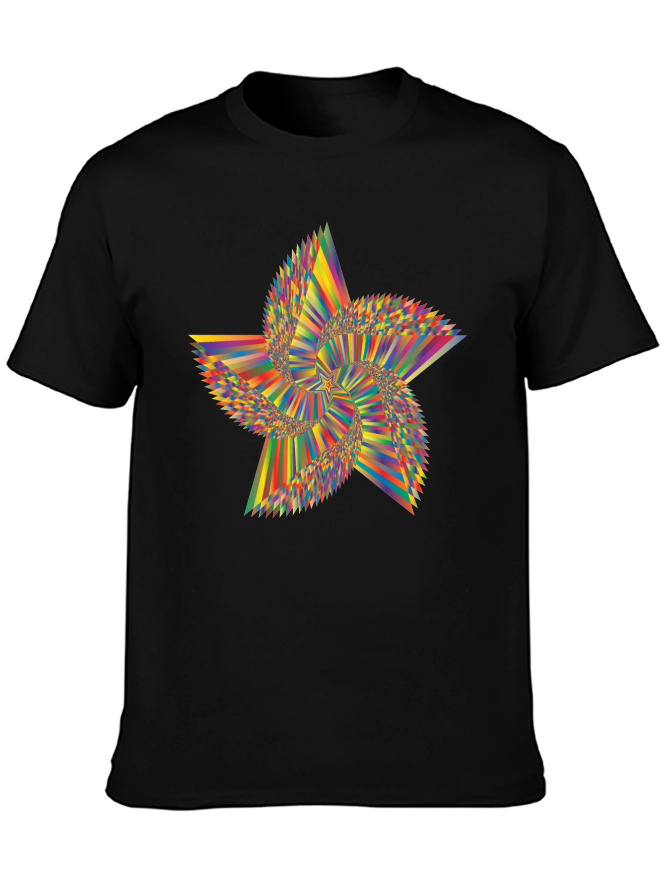 Abstract Starburst Graphic Tee - Modern Mens Black T-Shirt