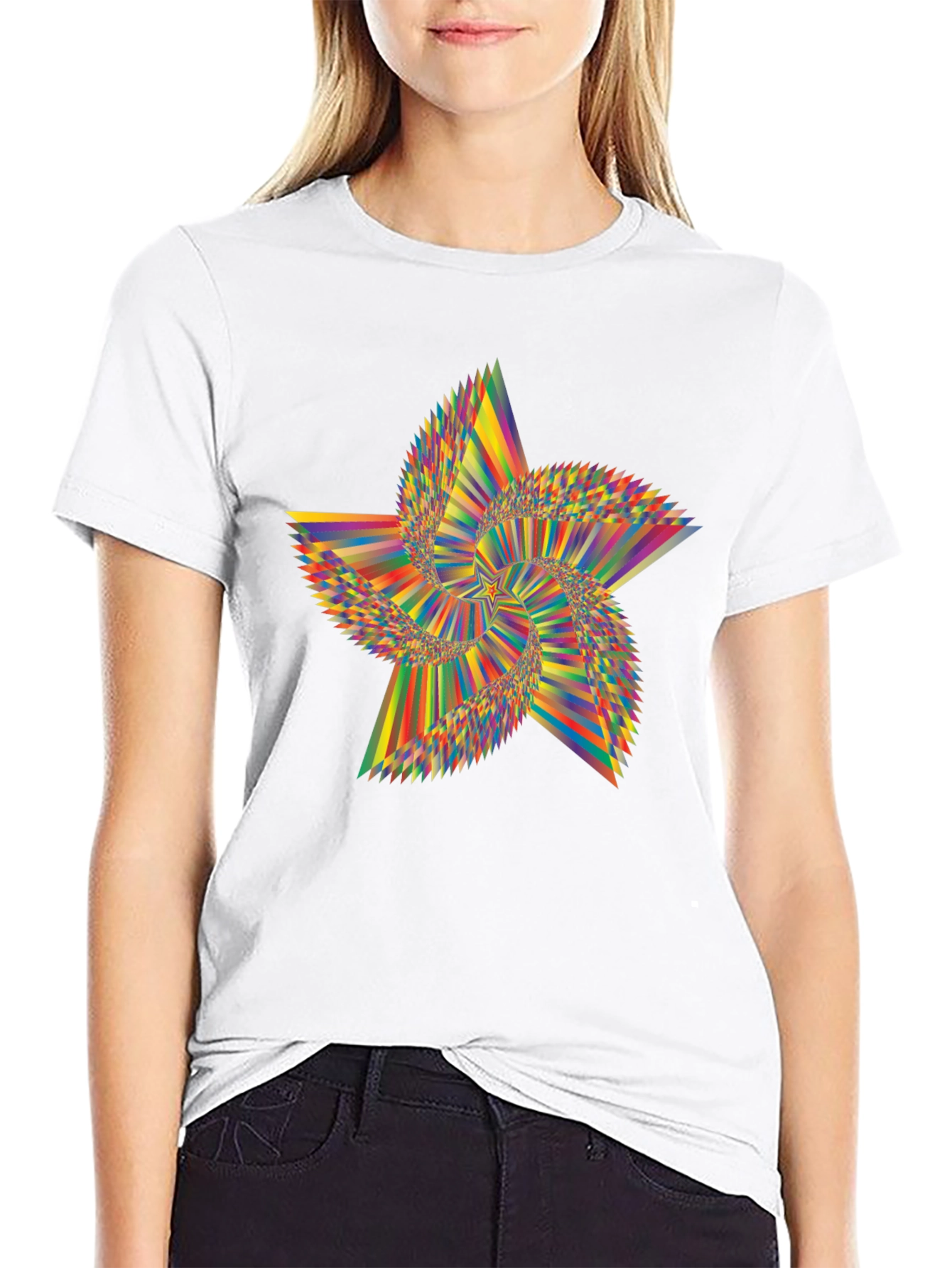 Abstract Starburst Graphic Tee - Modern Mens Black T-Shirt