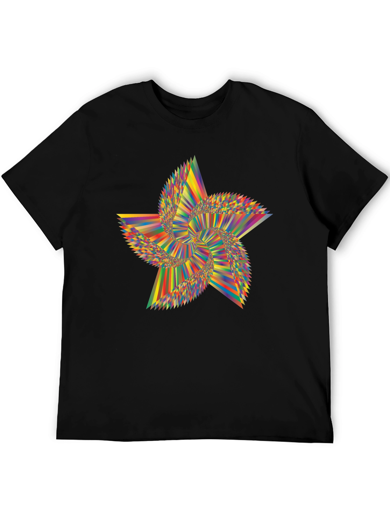 Abstract Starburst Graphic Tee - Modern Mens Black T-Shirt