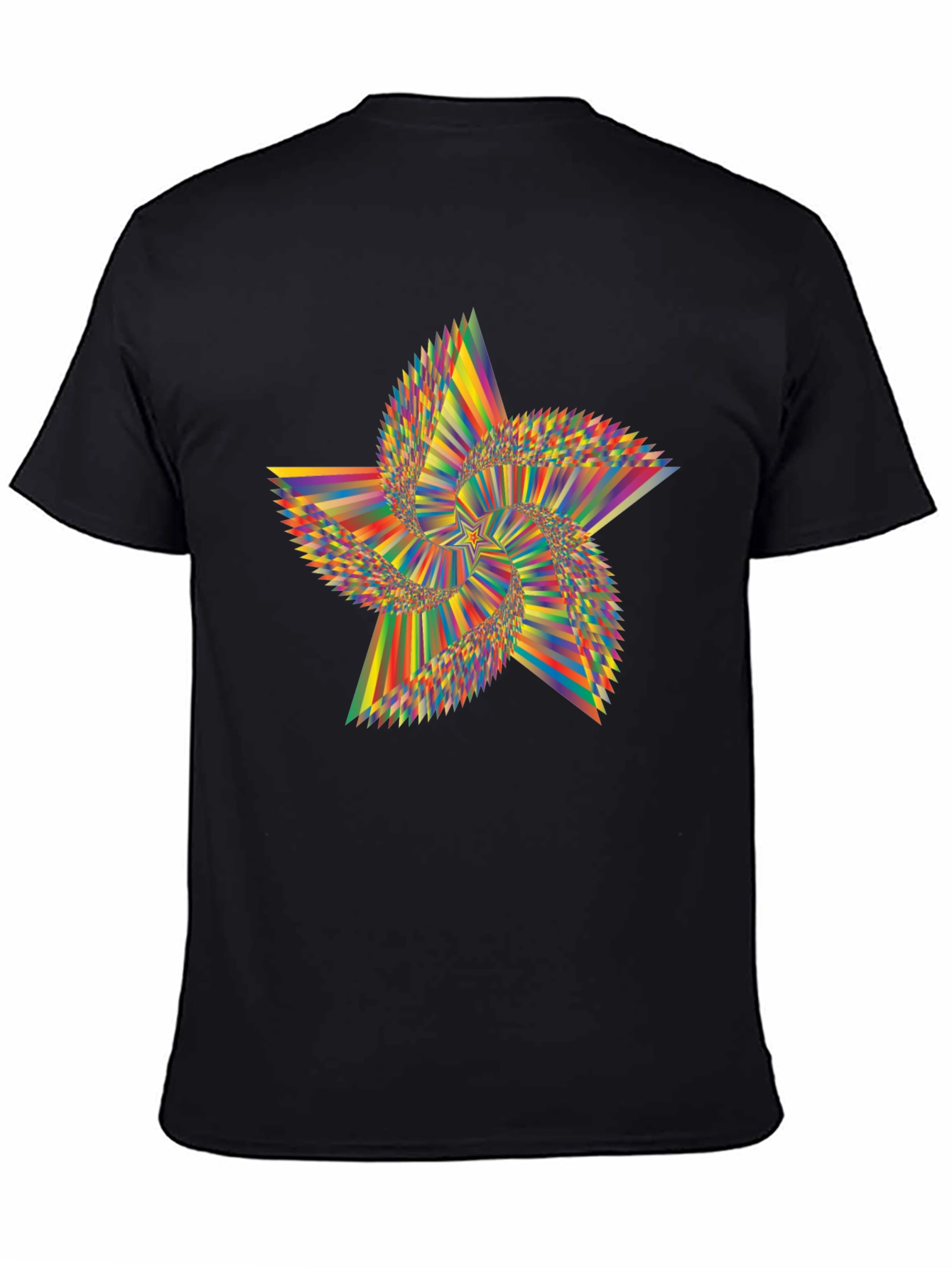 Abstract Starburst Graphic Tee - Modern Mens Black T-Shirt