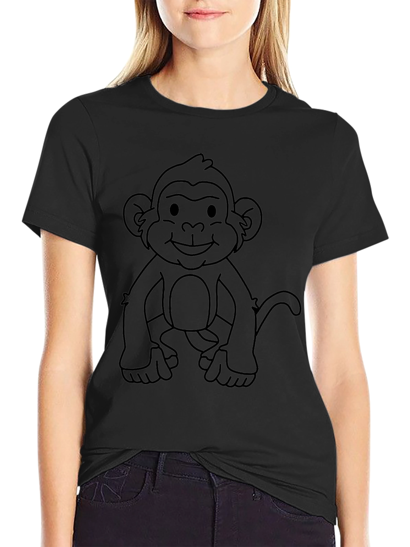Monkey Graphic Tee - Black Crew Neck T-Shirt