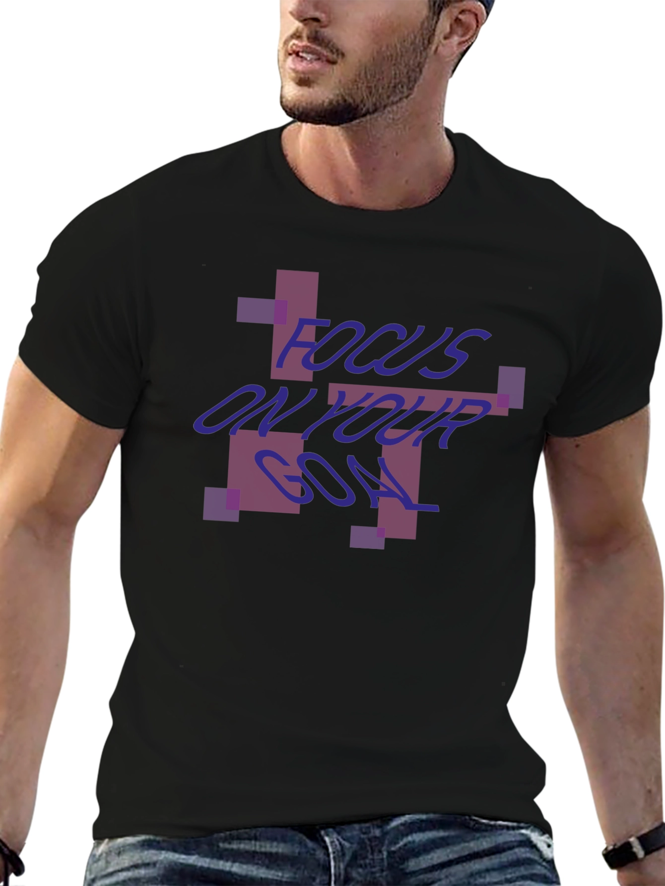 Focus On Your Goal Black Graphic Tee