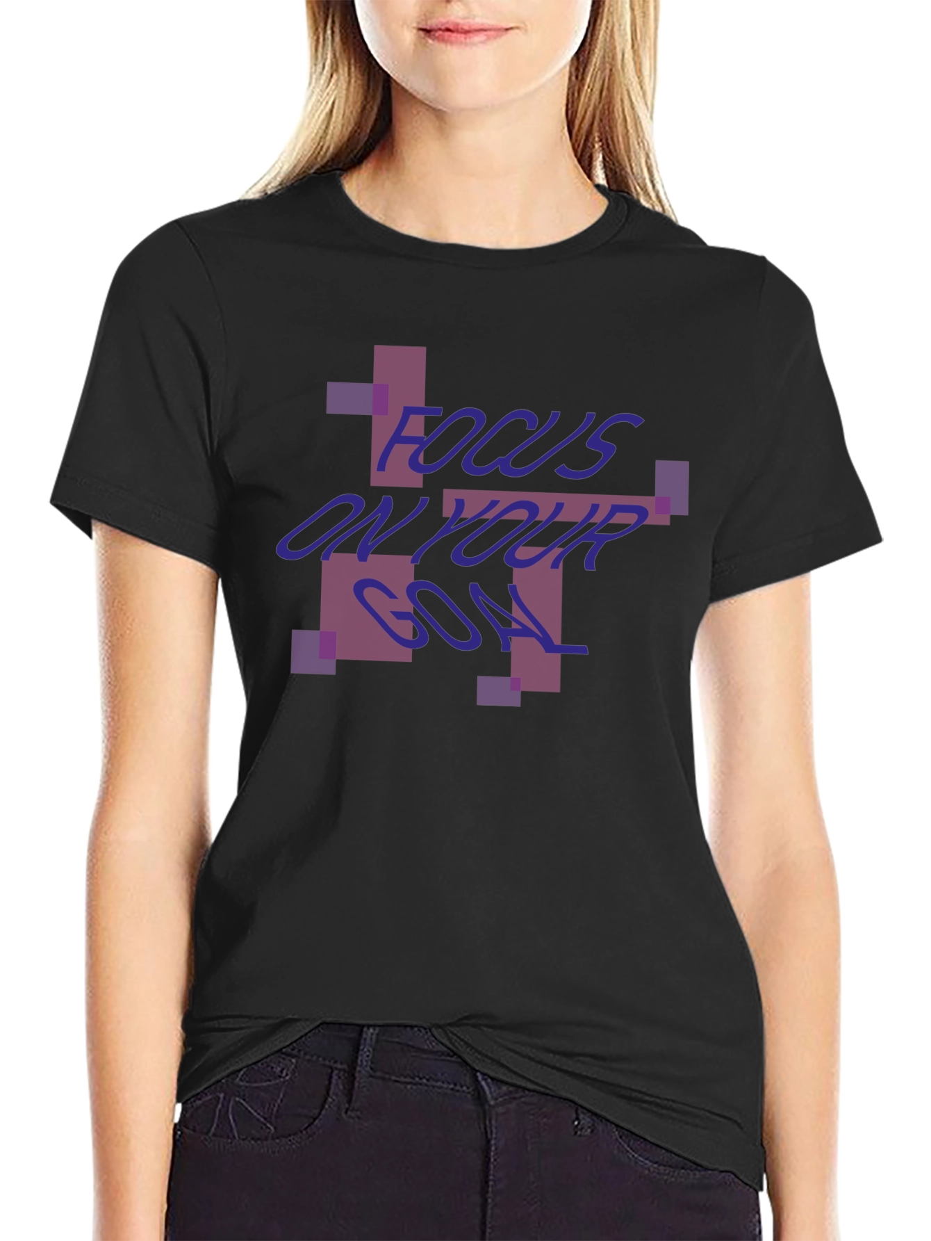 Focus On Your Goal Black Graphic Tee