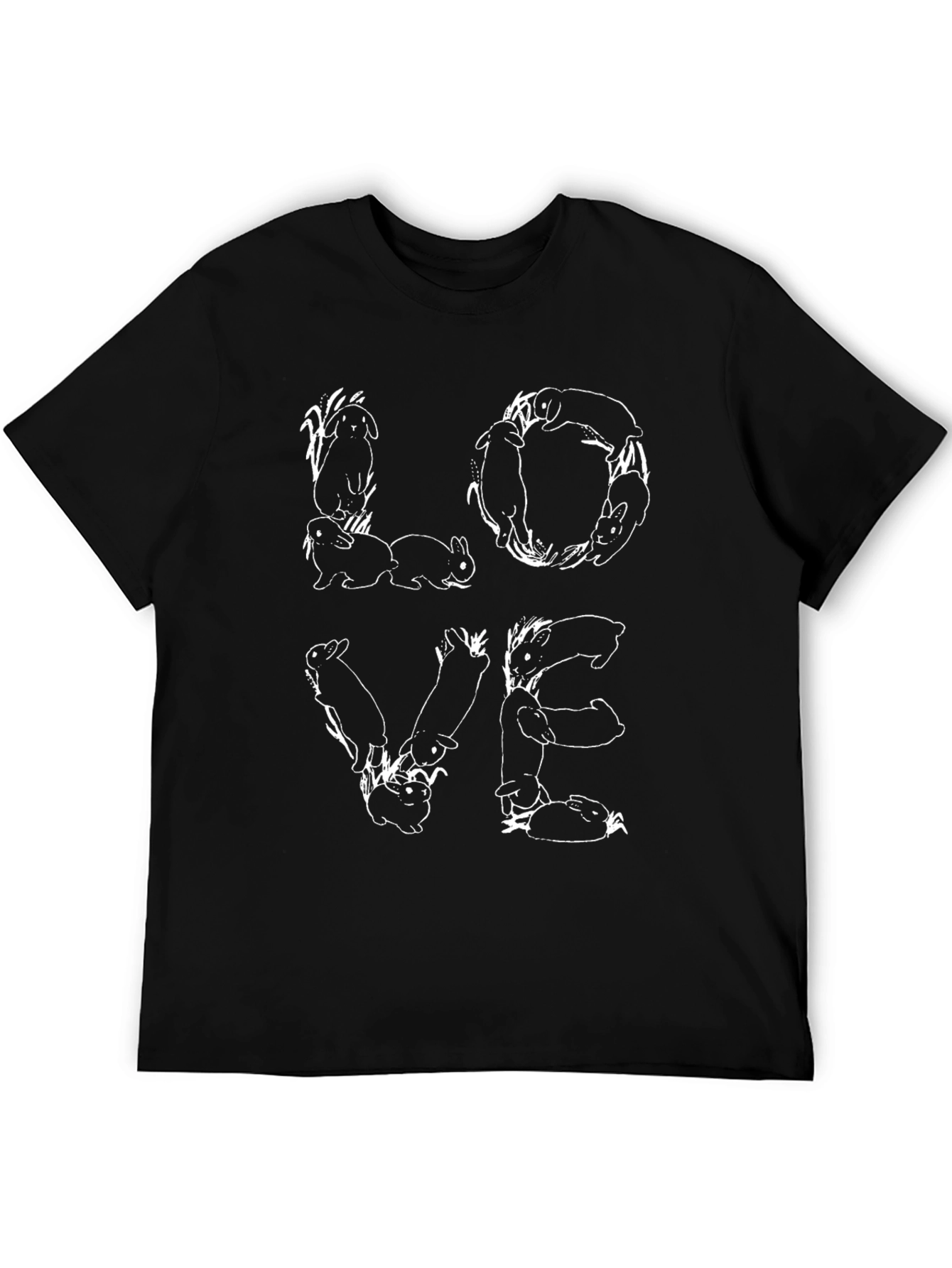 Love Rabbits Graphic T-Shirt - Black