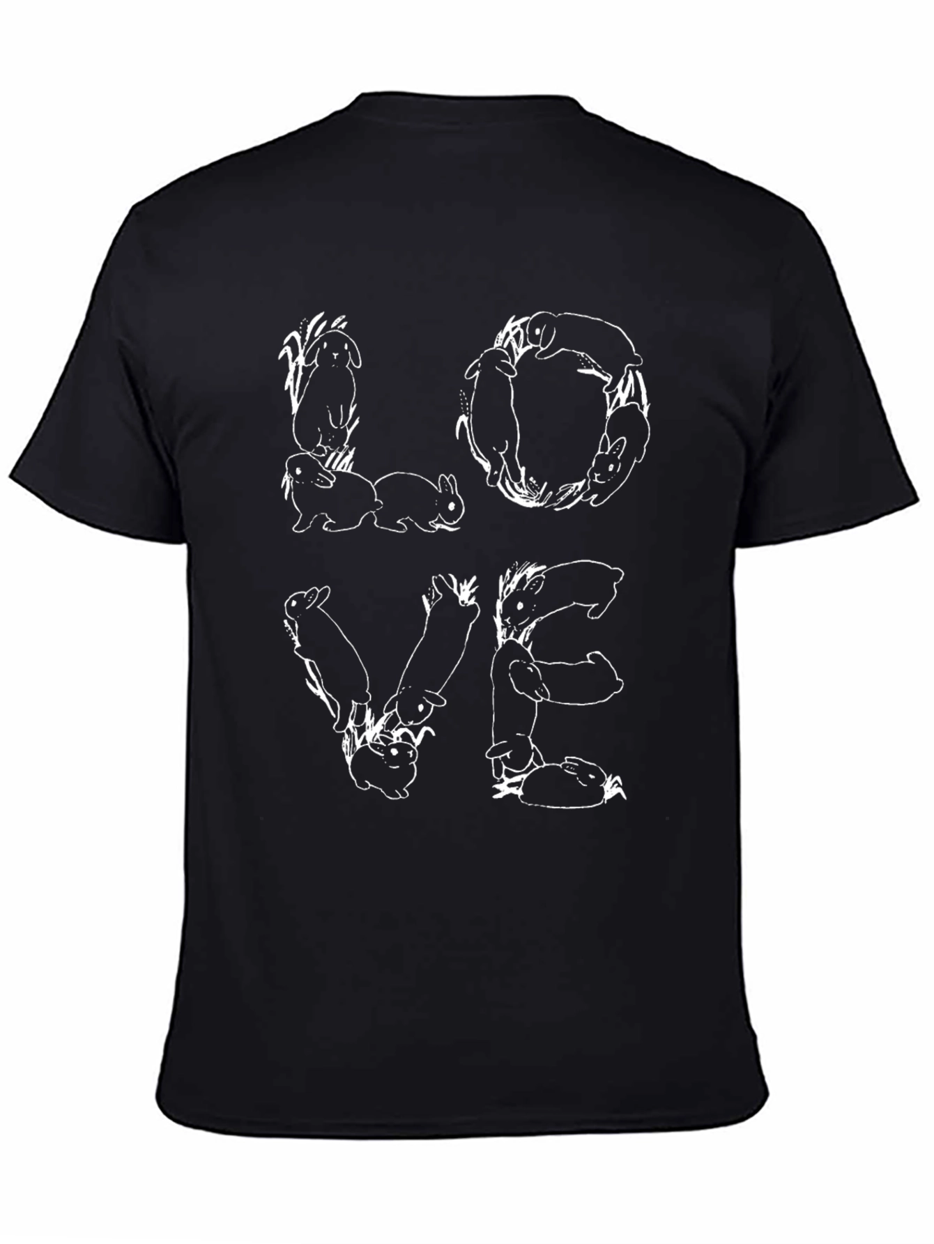 Love Rabbits Graphic T-Shirt - Black