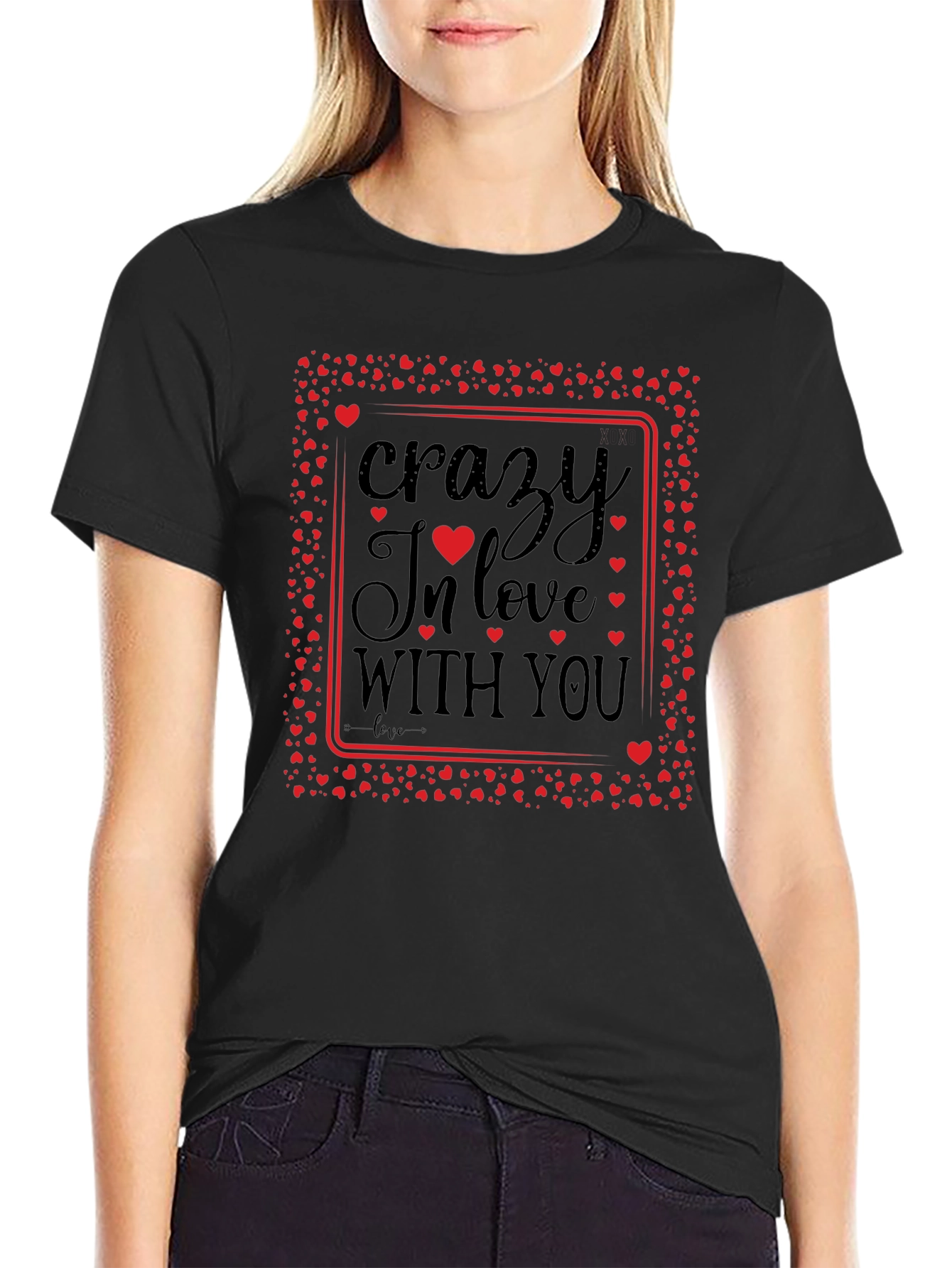 Crazy In Love With You Black Graphic Tee