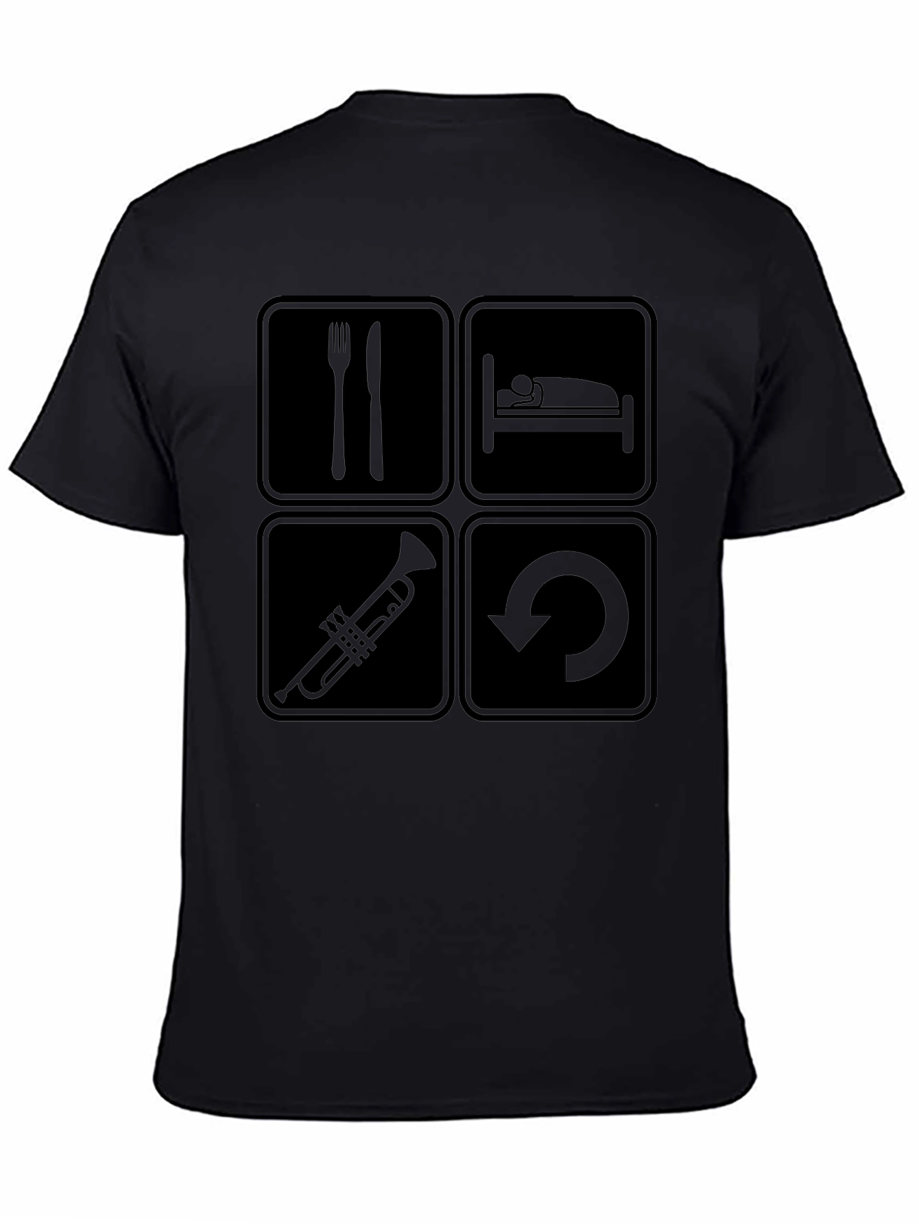 Eat Sleep Trumpet Repeat Black T-Shirt