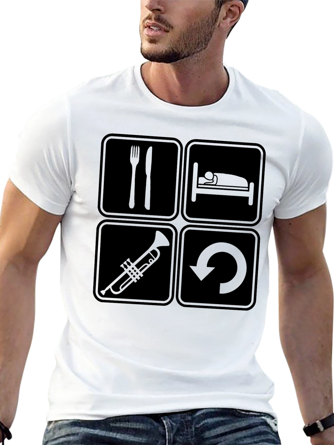 Eat Sleep Trumpet Repeat Black T-Shirt
